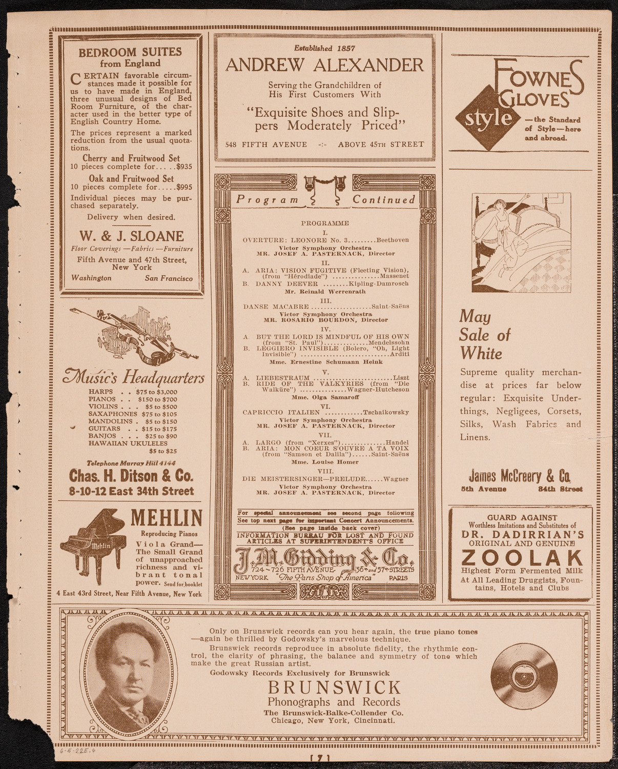 Victor Talking Machine Company, June 5, 1922, program page 7