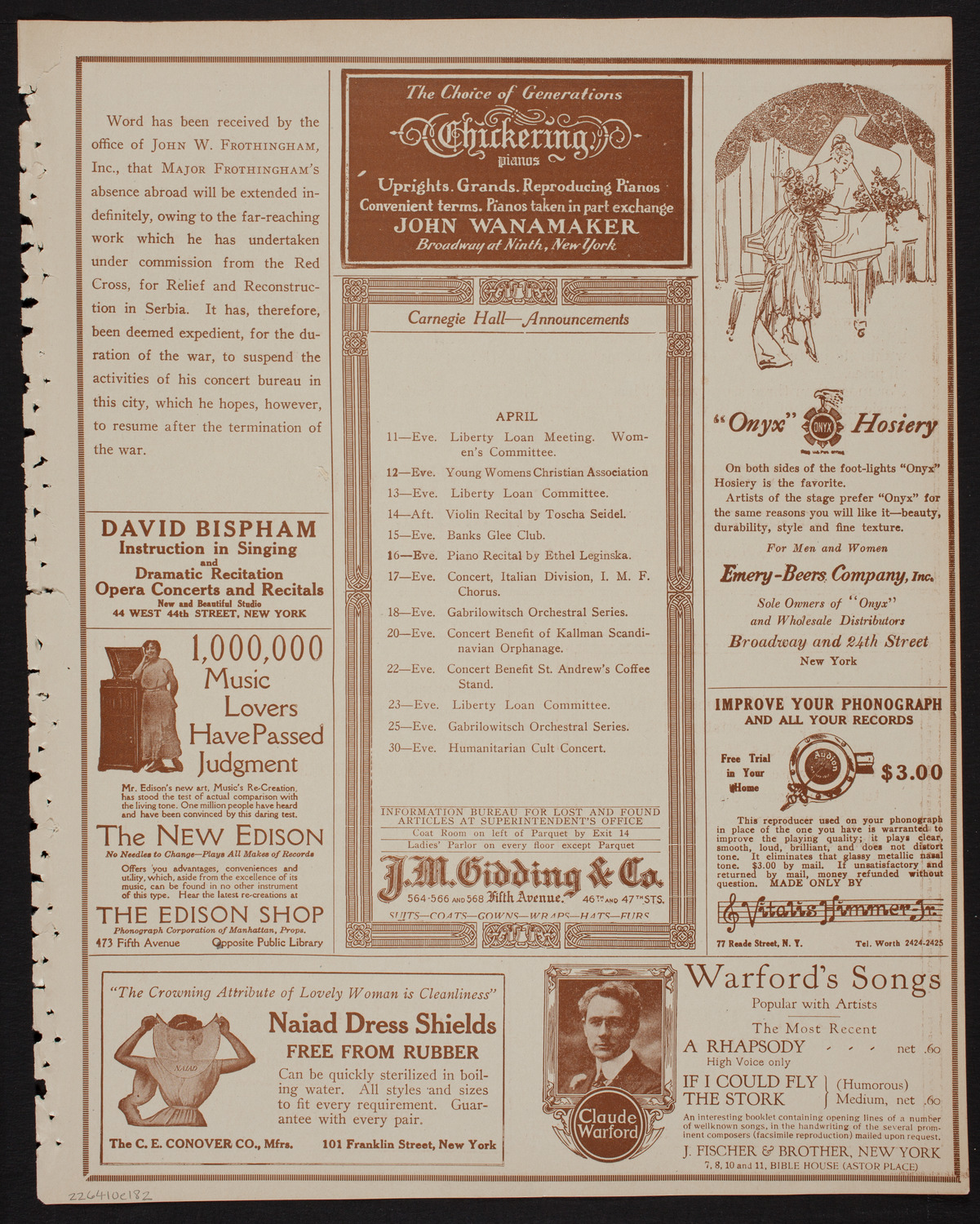 The Civic Forum, April 10, 1918, program page 3