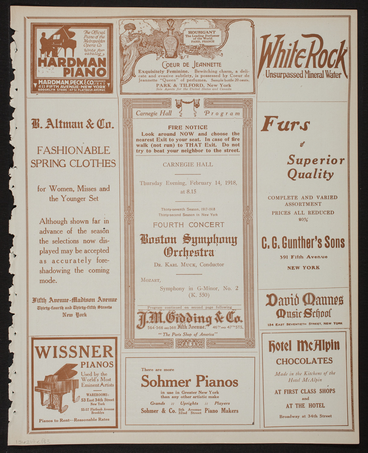 Boston Symphony Orchestra, February 14, 1918, program page 5