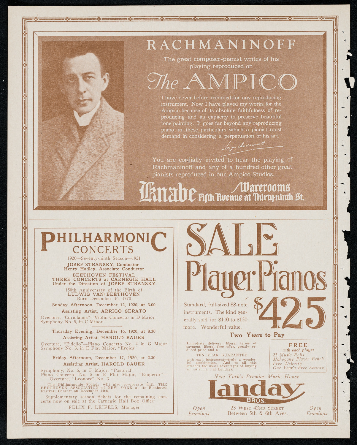 New York Philharmonic, December 10, 1920, program page 12