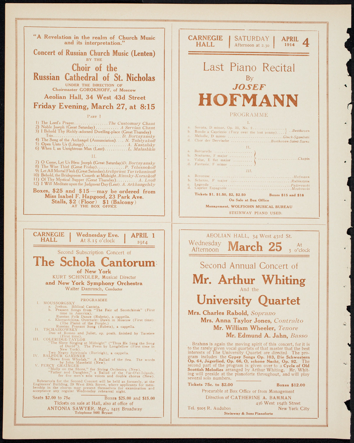 Jan Kubelik, Violin, with Orchestra, March 21, 1914, program page 10