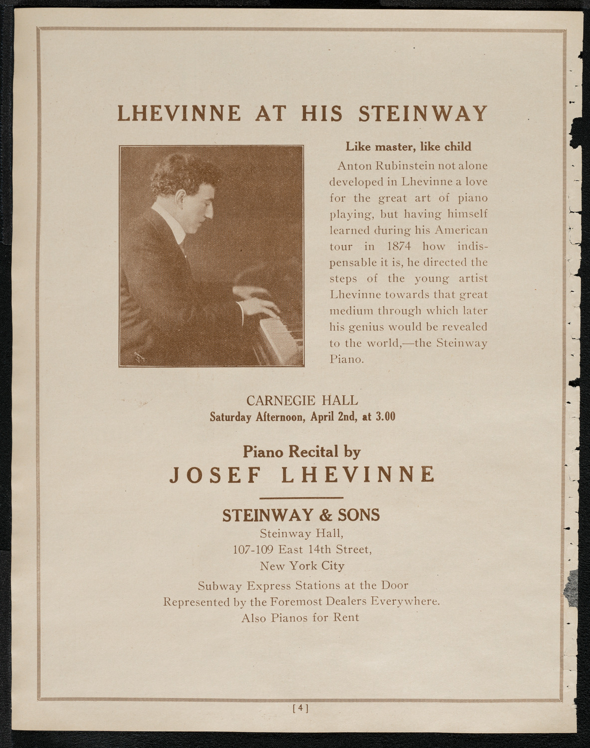 National Symphony Orchestra, March 29, 1921, program page 4