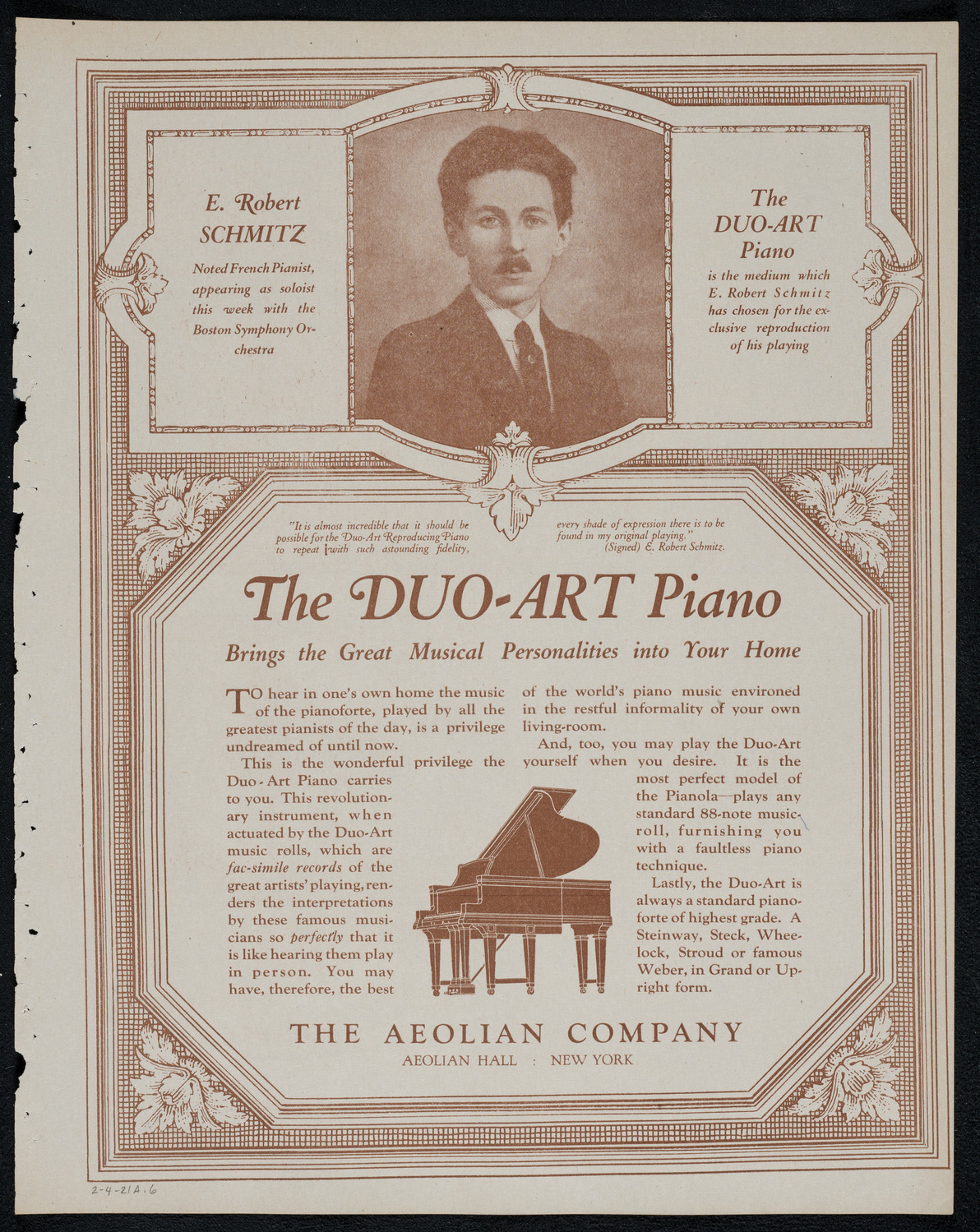 New York Philharmonic, February 4, 1921, program page 11