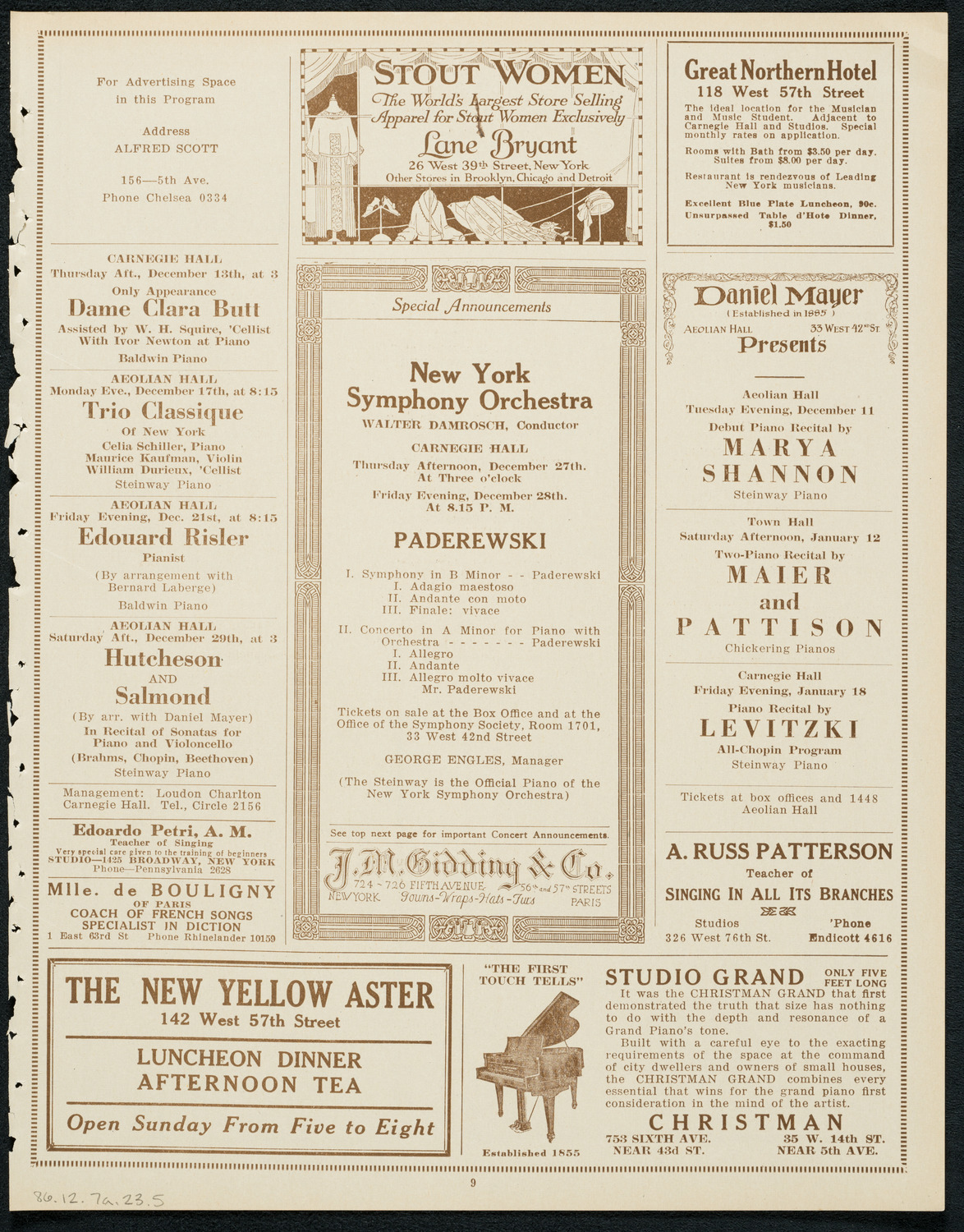 New York Philharmonic, December 7, 1923, program page 9