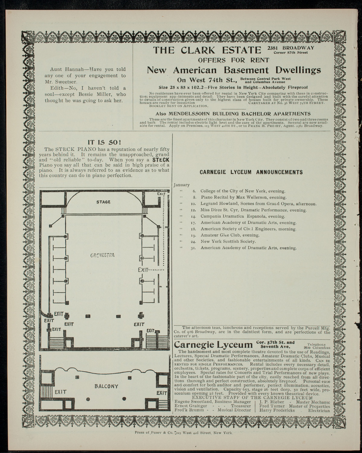 Dartmouth Musical Clubs, January 5, 1905, program page 4