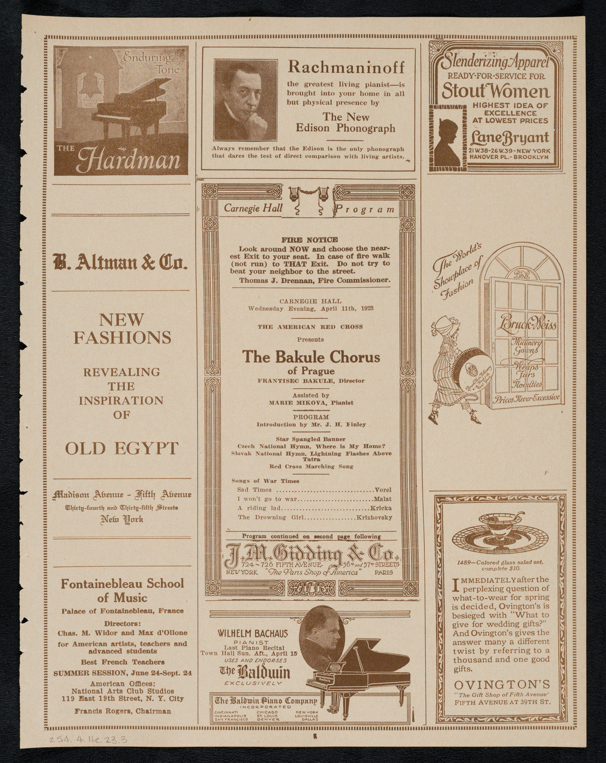 The Bakule Chorus of Prague, April 11, 1923, program page 5