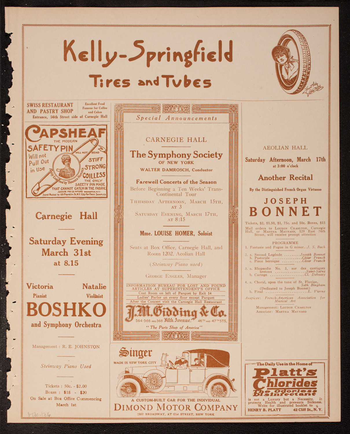 New York Symphony Orchestra, March 13, 1917, program page 11