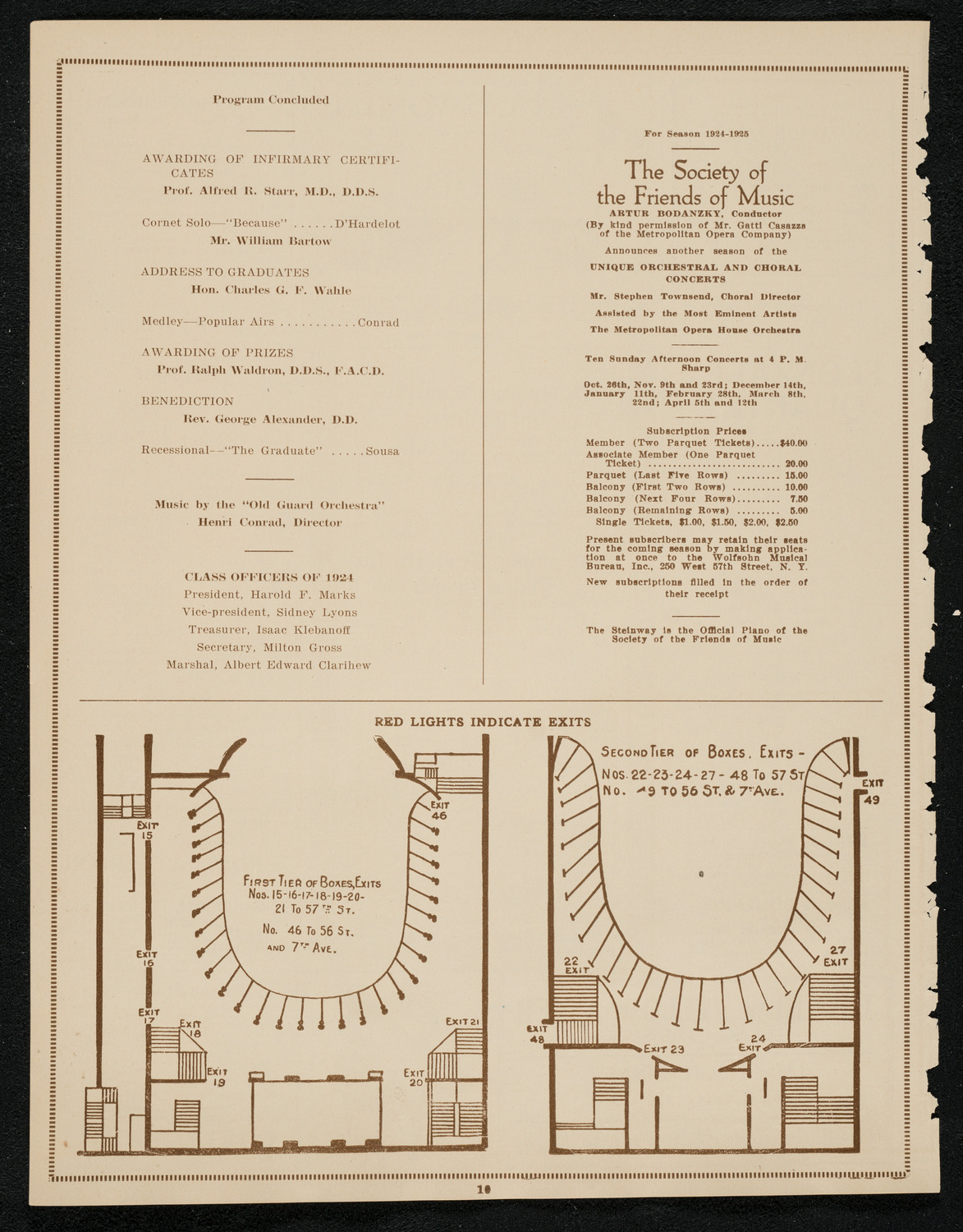 Graduation: New York College of Dentistry, June 12, 1924, program page 10