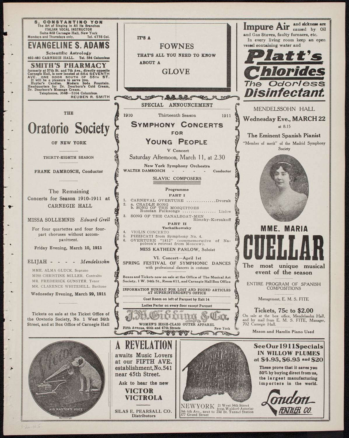Isadora Duncan, Dancer, with the New York Symphony Orchestra, March 2, 1911, program page 9