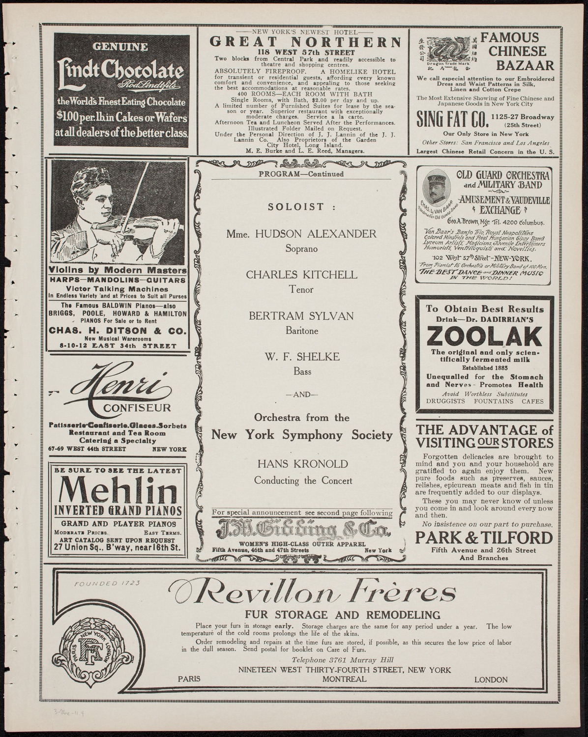 Catholic Oratorio Society, March 26, 1911, program page 7