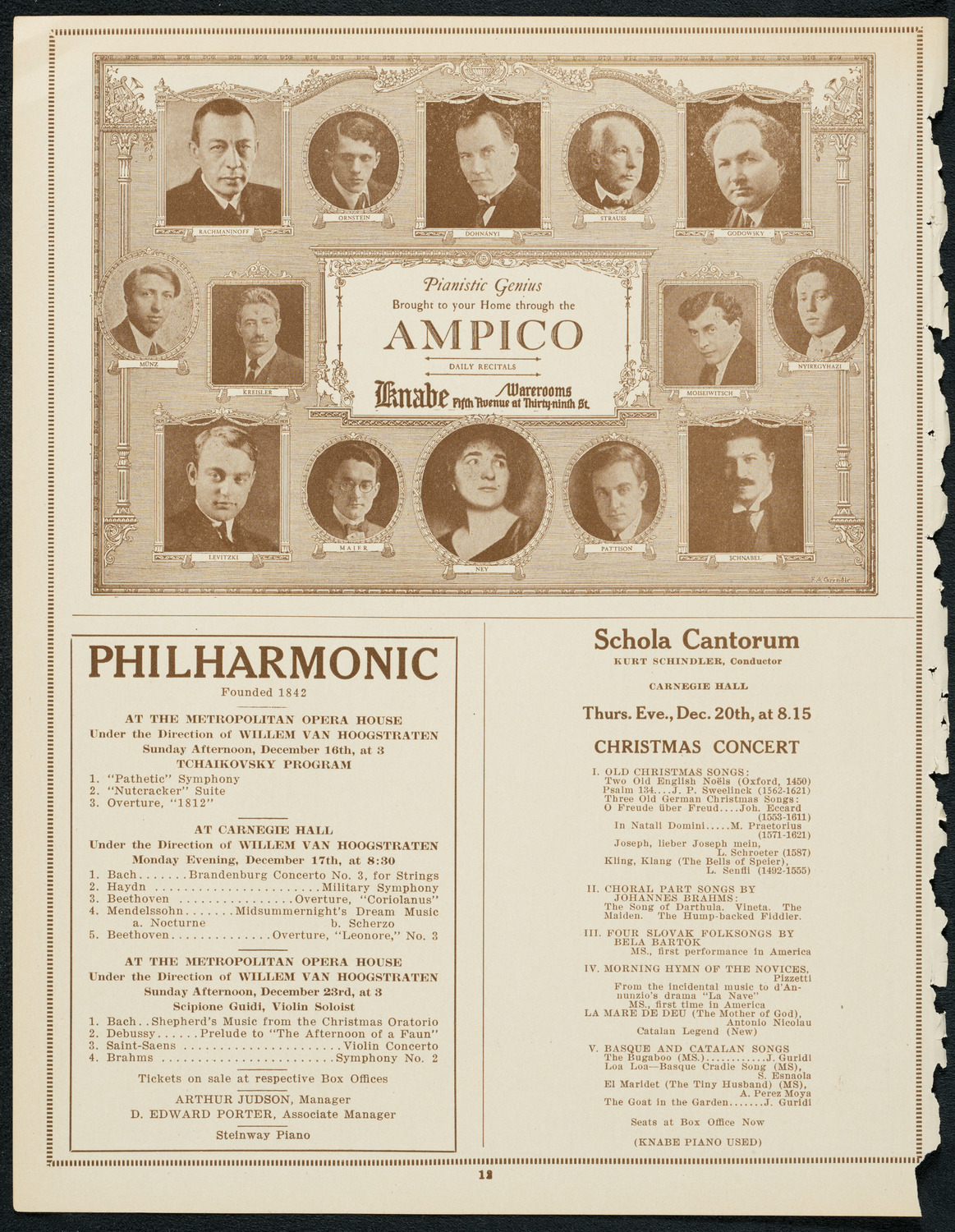 Ignacy Jan Paderewski, Piano, December 15, 1923, program page 12