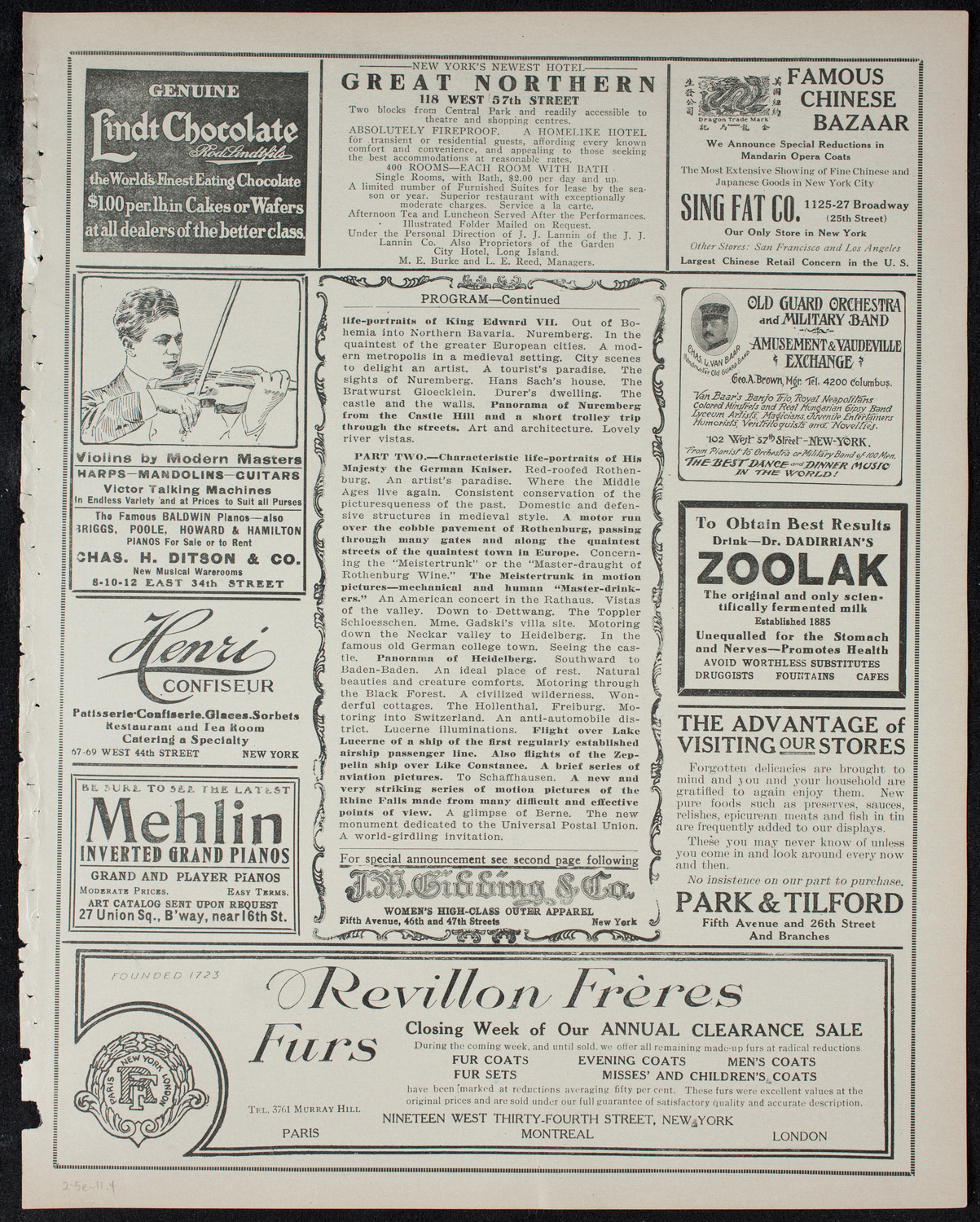 Burton Holmes Travelogue: Motor Journeys in Germany, February 5, 1911, program page 7