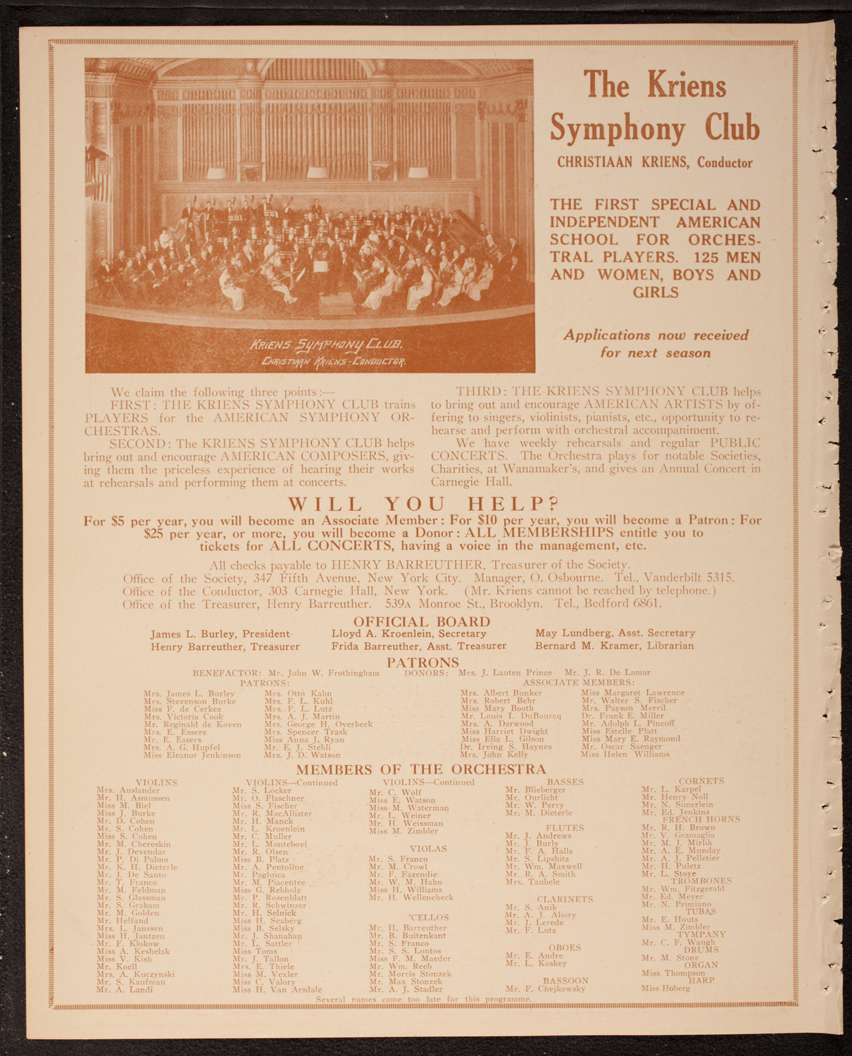 Kriens Symphony Club, April 28, 1917, program page 10