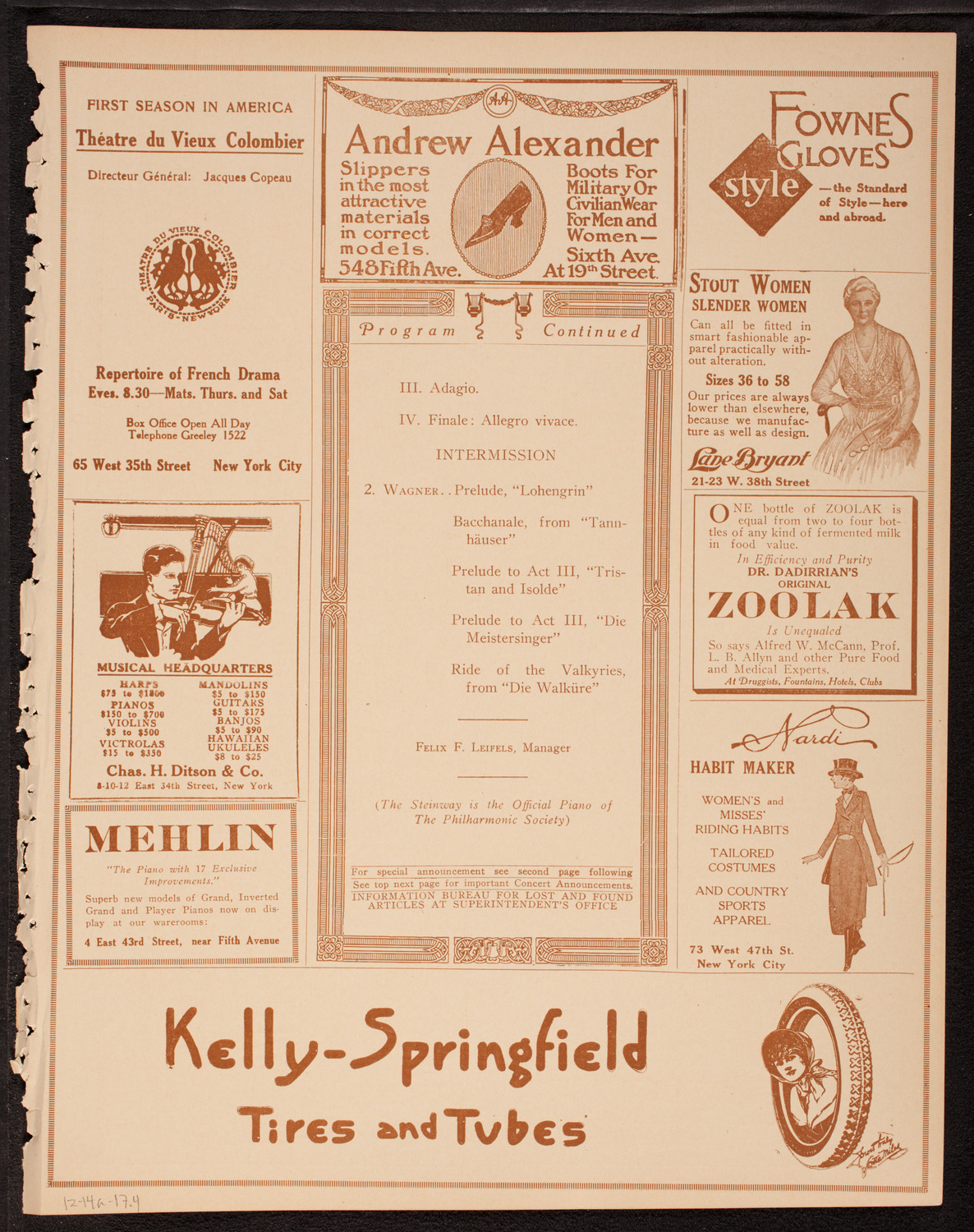 New York Philharmonic, December 14, 1917, program page 7