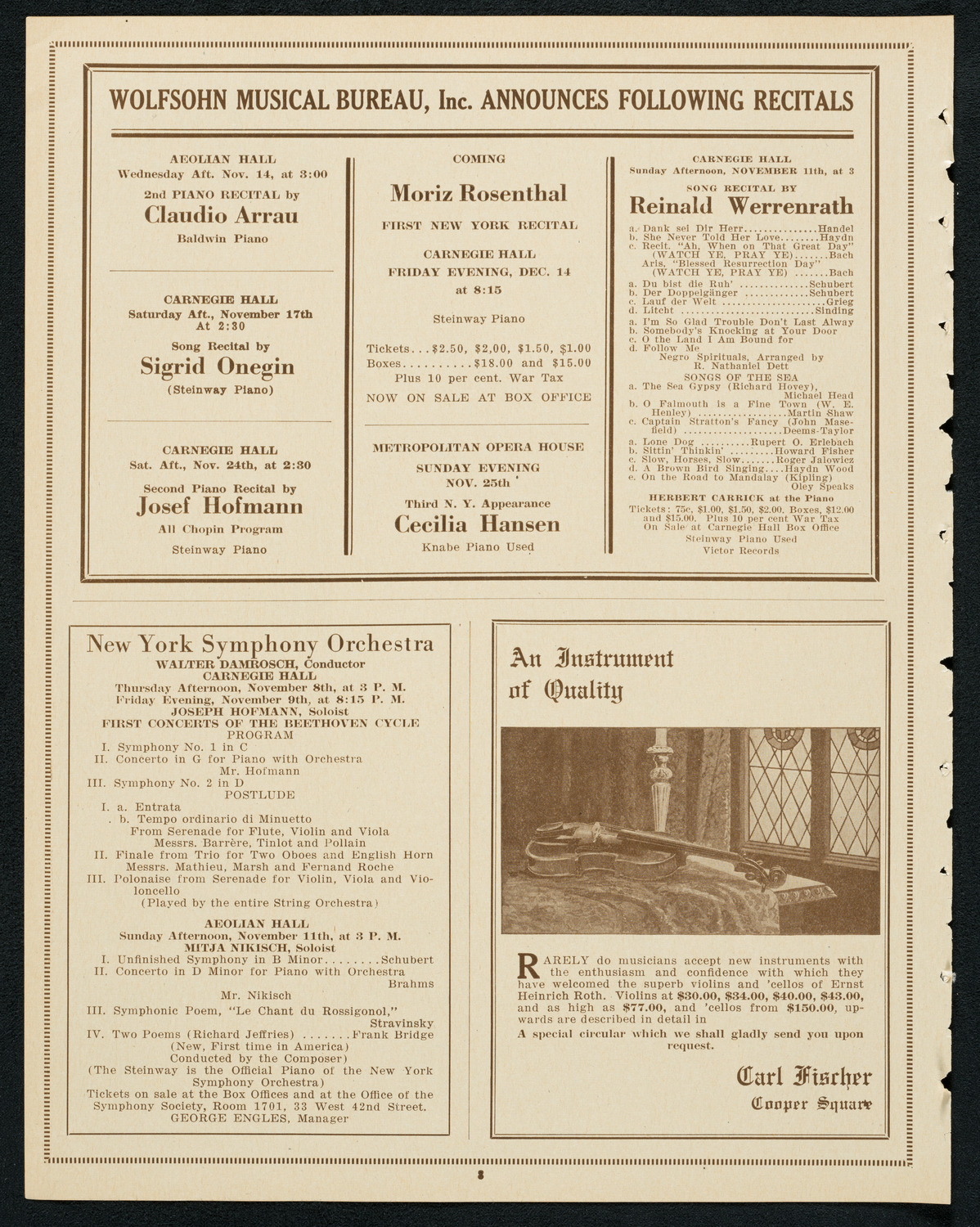 Ethel Leginska, Piano, November 7, 1923, program page 8