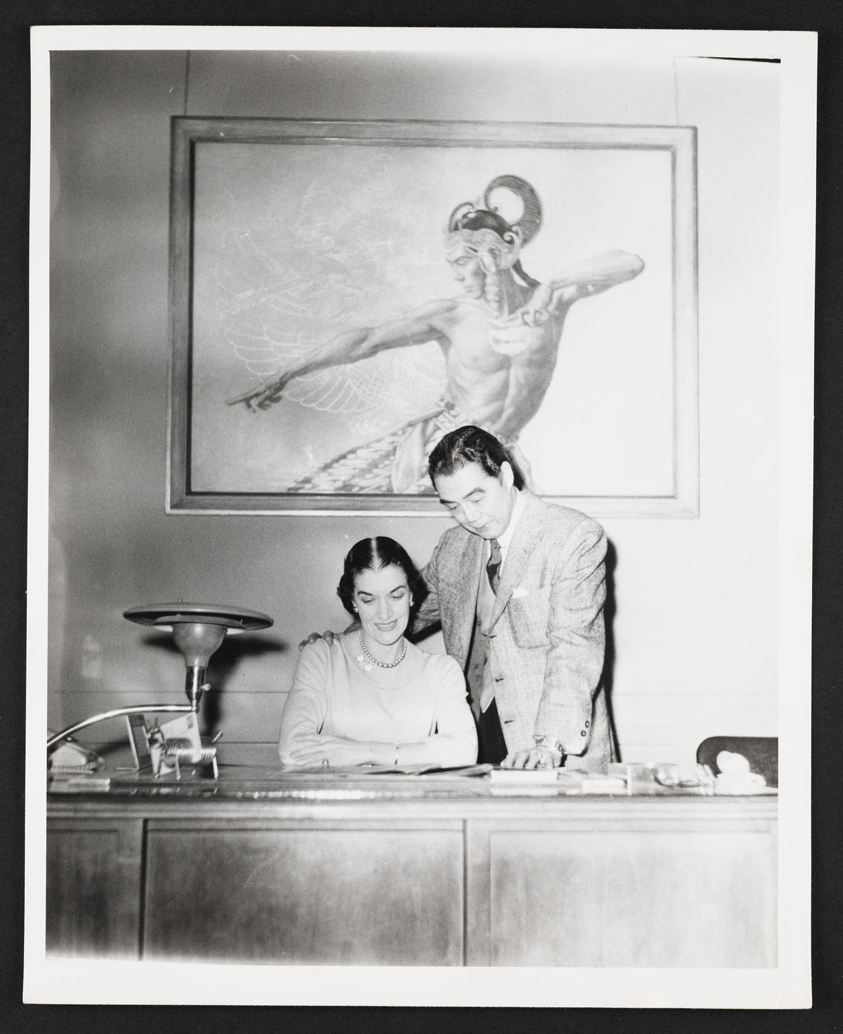 Yeichi Nimura and Lisan Kay in office at Carnegie Hall Studio #61, March 5, 1961