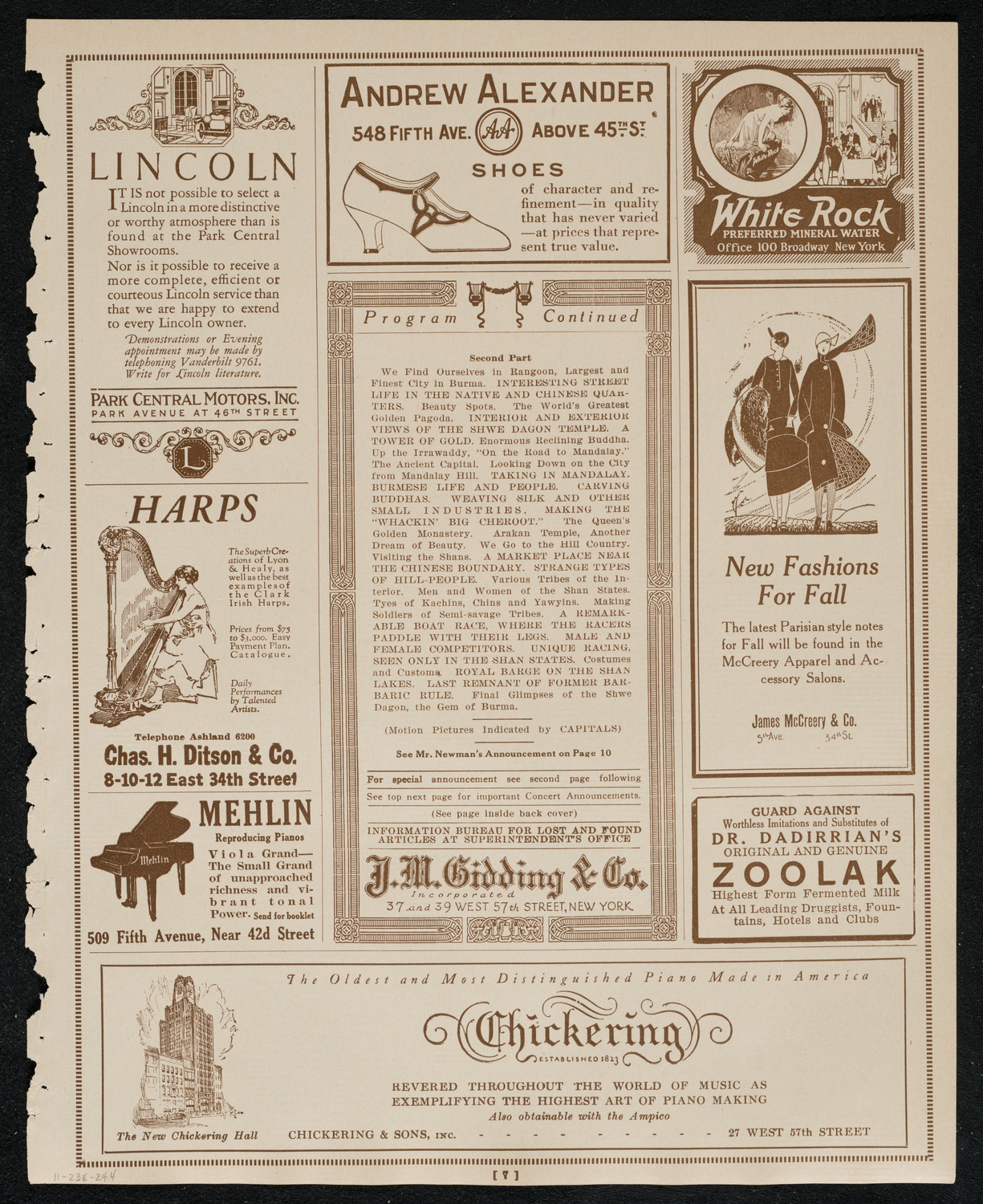 Newman Traveltalks: Burma, November 23, 1924, program page 7