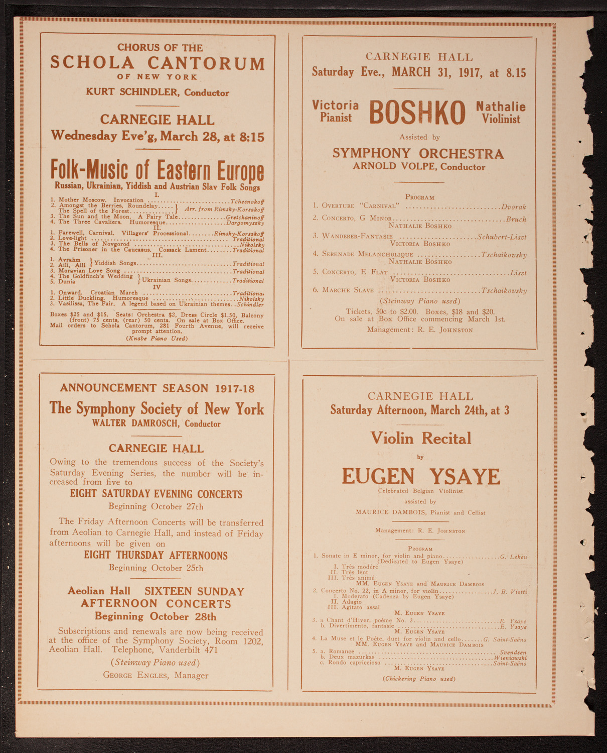 Musical Art Society of New York, March 20, 1917, program page 8