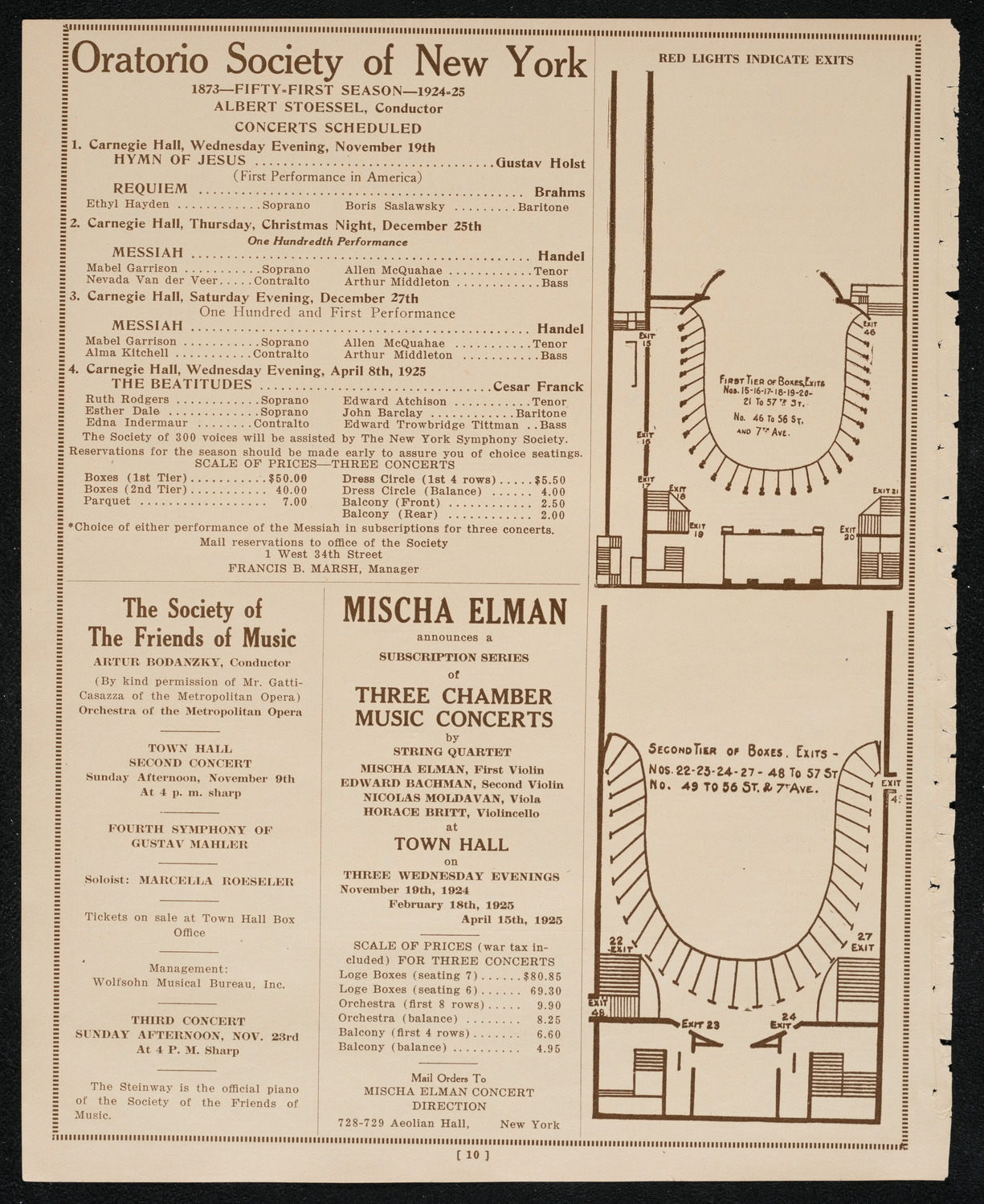 New York Philharmonic, October 30, 1924, program page 10