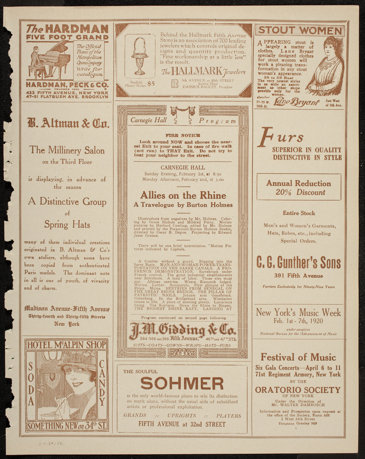 Burton Holmes Travelogue: Allies on the Rhine, February 1, 1920, program page 5