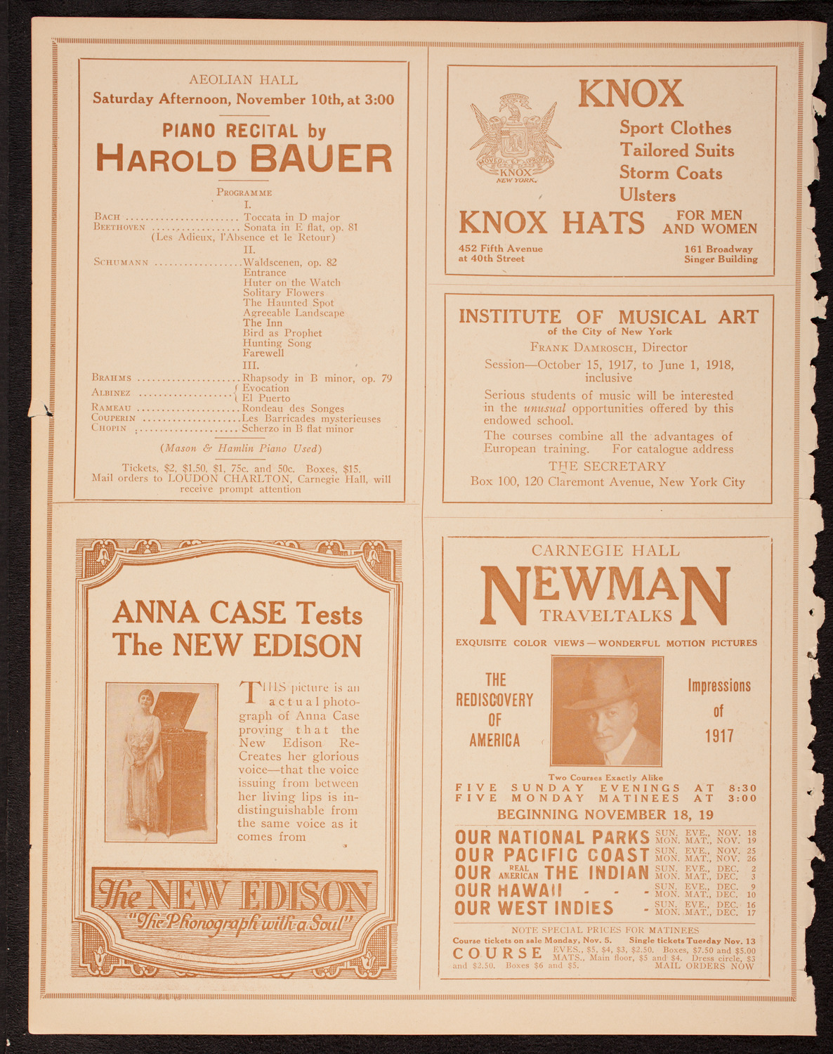 Mischa Elman, Violin, October 21, 1917, program page 2