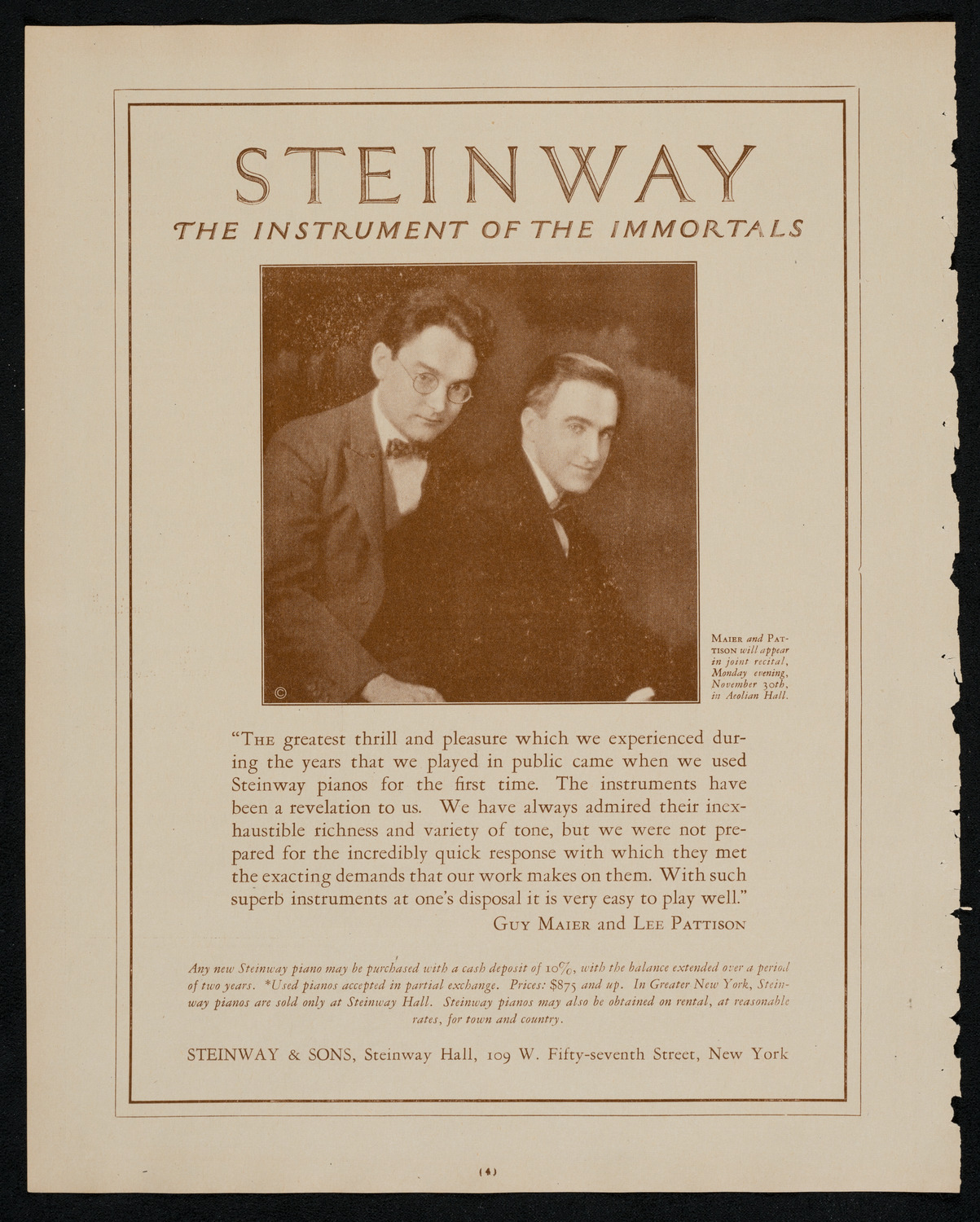 Boston Symphony Orchestra, November 26, 1925, program page 4