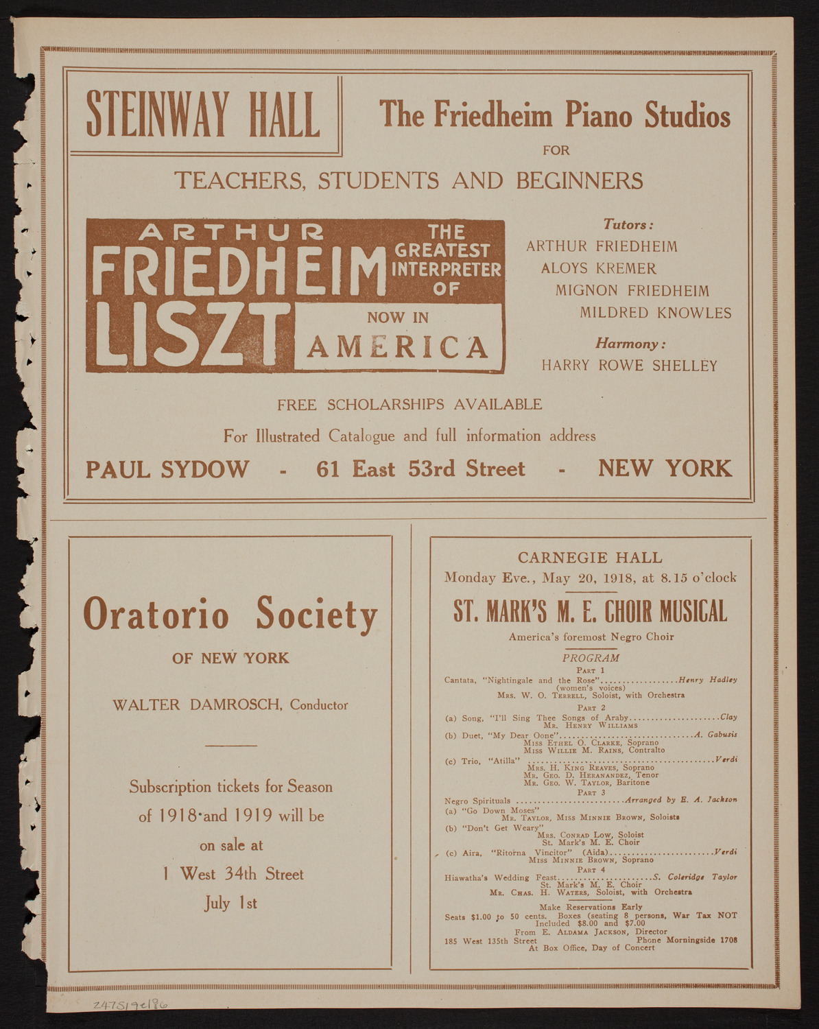 Benefit: Russian Relief Fund, May 19, 1918, program page 11