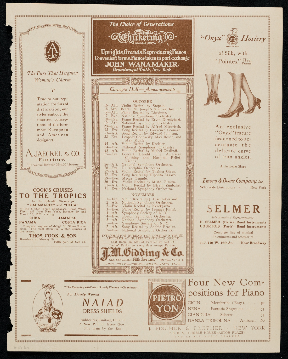 Benefit: St. Joseph's Summer Institute, October 15, 1920, program page 3