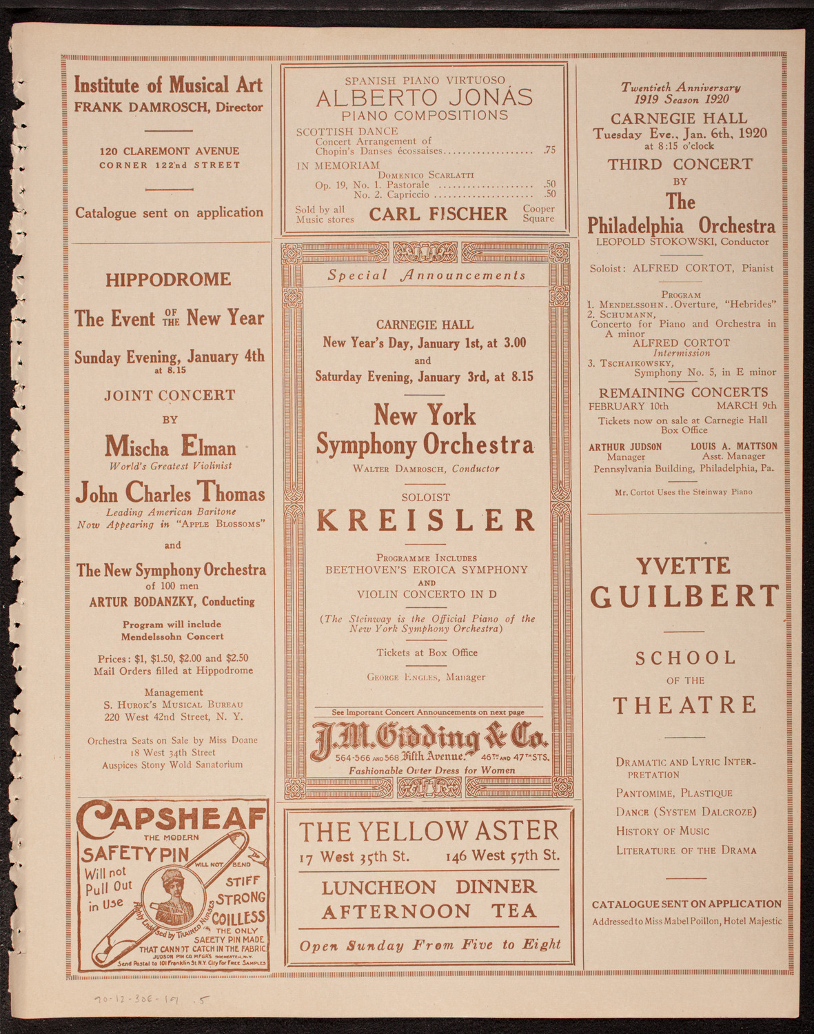 Oratorio Society of New York, December 30, 1919, program page 9