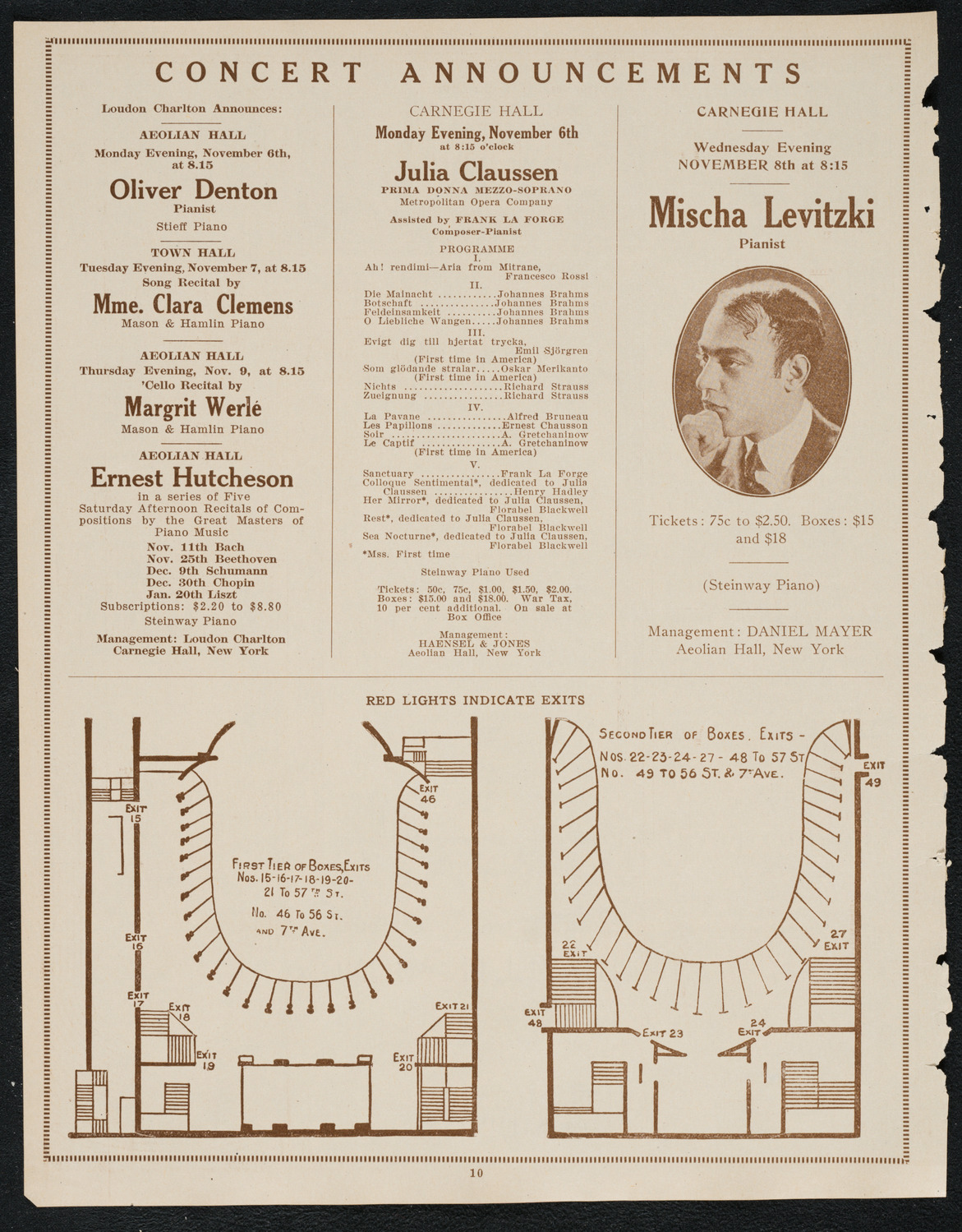 Fyodor Chaliapin, Tenor, November 5, 1922, program page 10