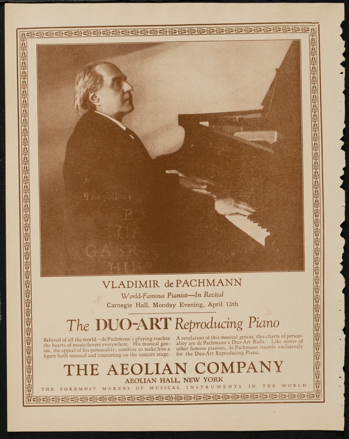 Vladimir de Pachmann, Piano, April 13, 1925, program page 2