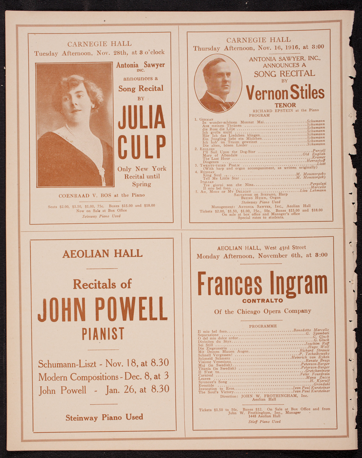 George Dostal, Tenor, October 29, 1916, program page 10