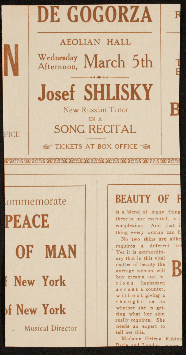 New York Symphony Orchestra, February 22, 1919, program page 4