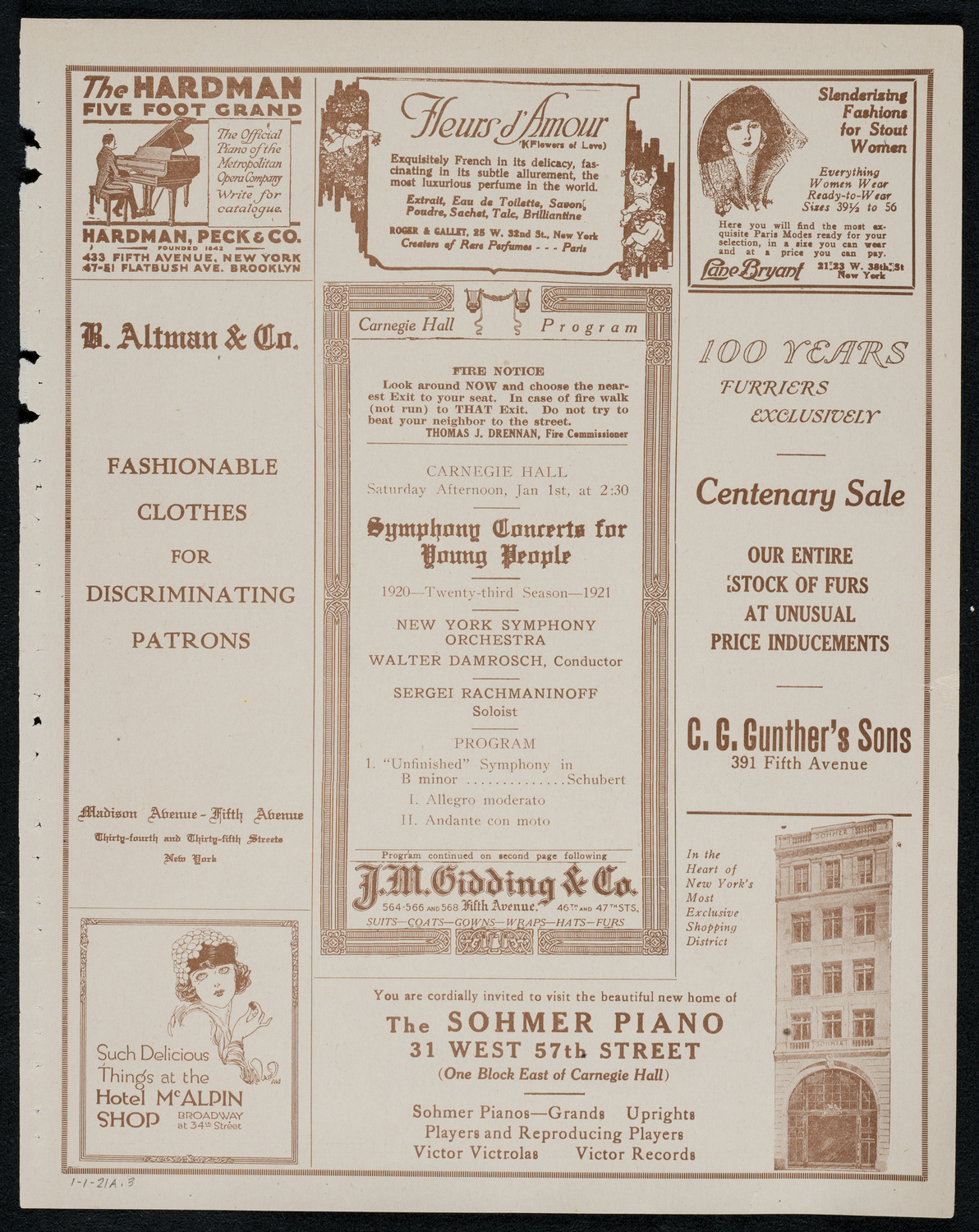 Symphony Concert for Young People, January 1, 1921, program page 5