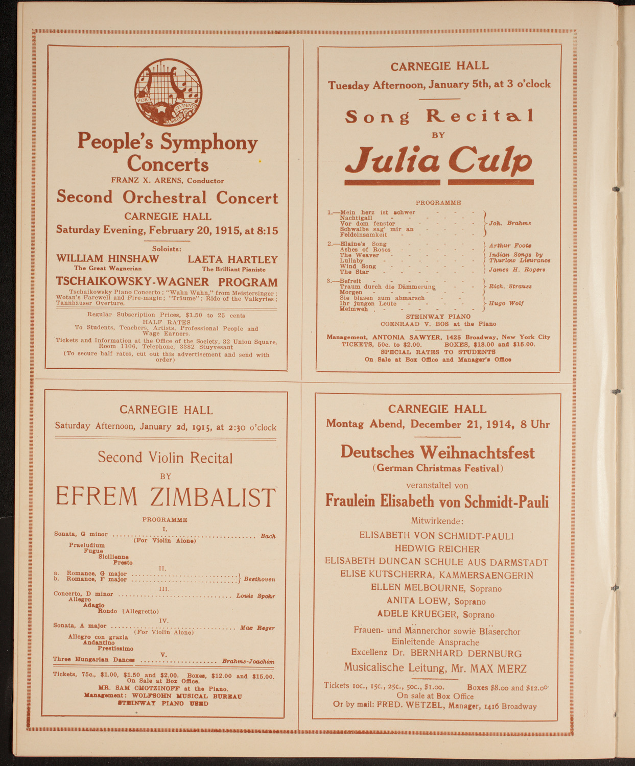 People's Symphony Concert, December 20, 1914, program page 10