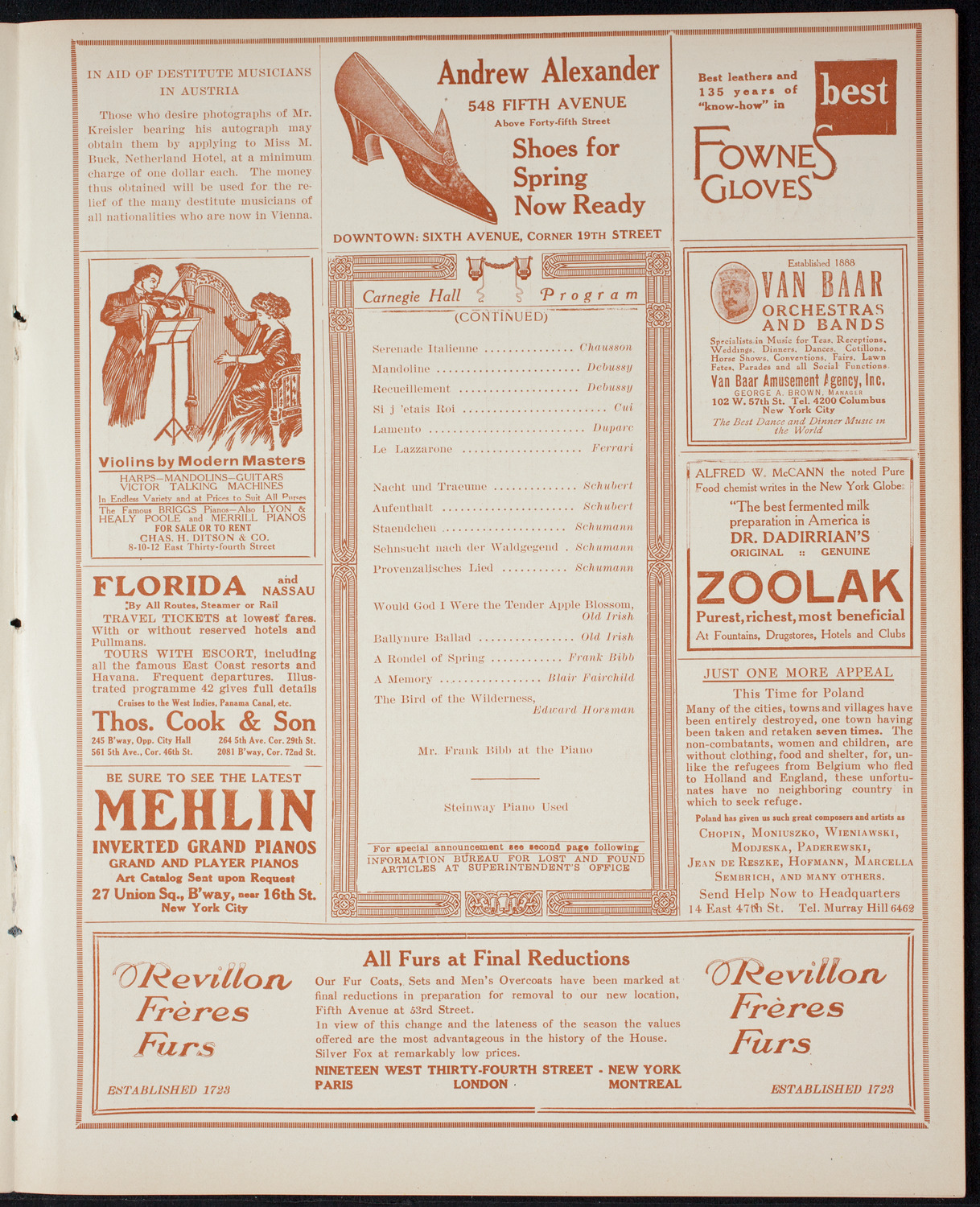 Oscar Seagle, Tenor, March 8, 1915, program page 7