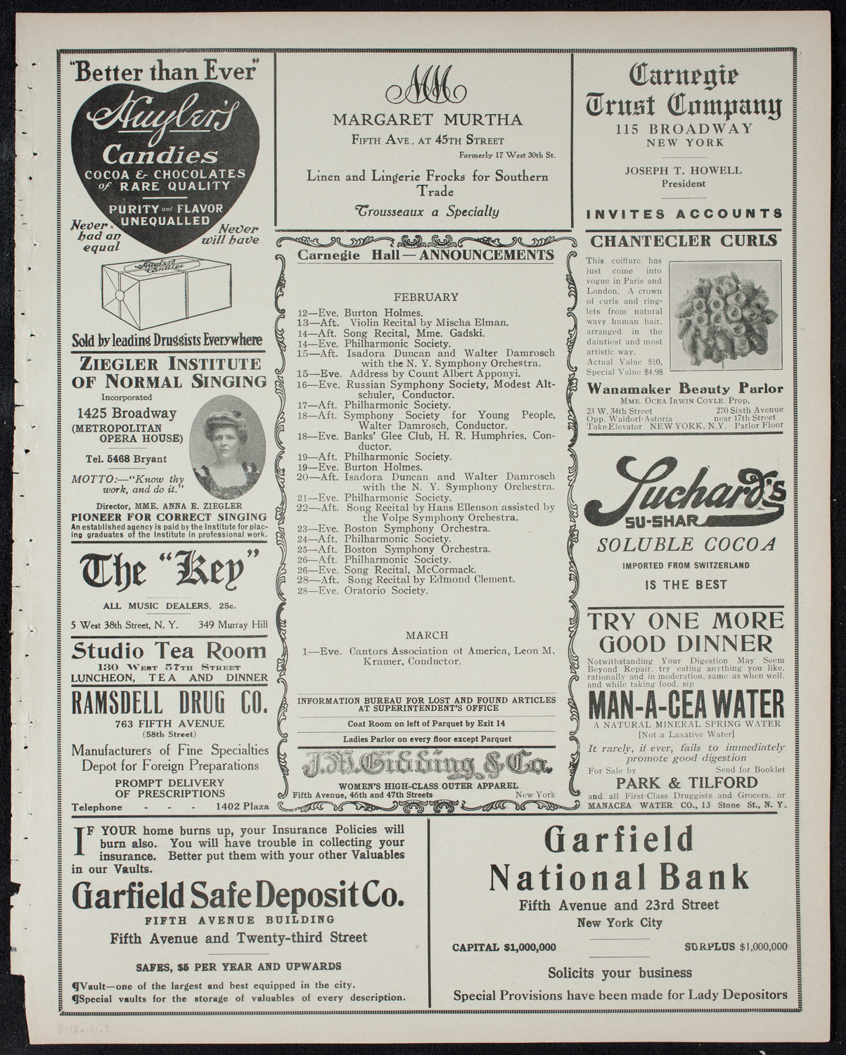 Volpe Symphony Society of New York, February 12, 1911, program page 3