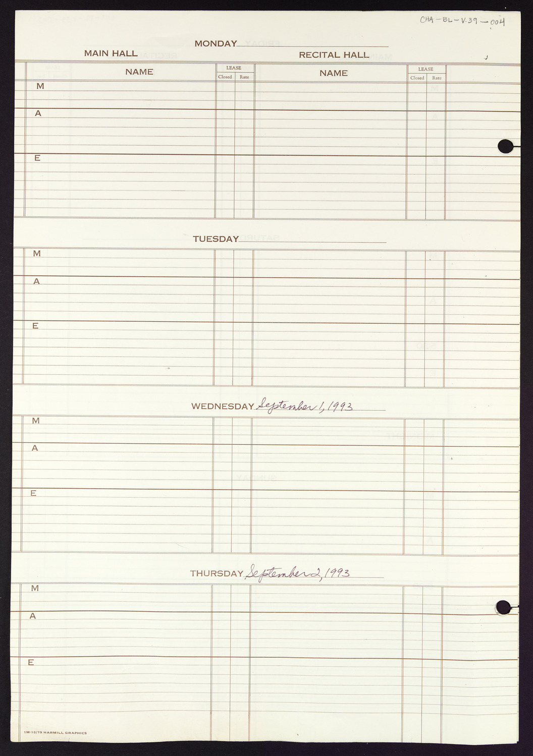 Carnegie Hall Booking Ledger, volume 39, page 4