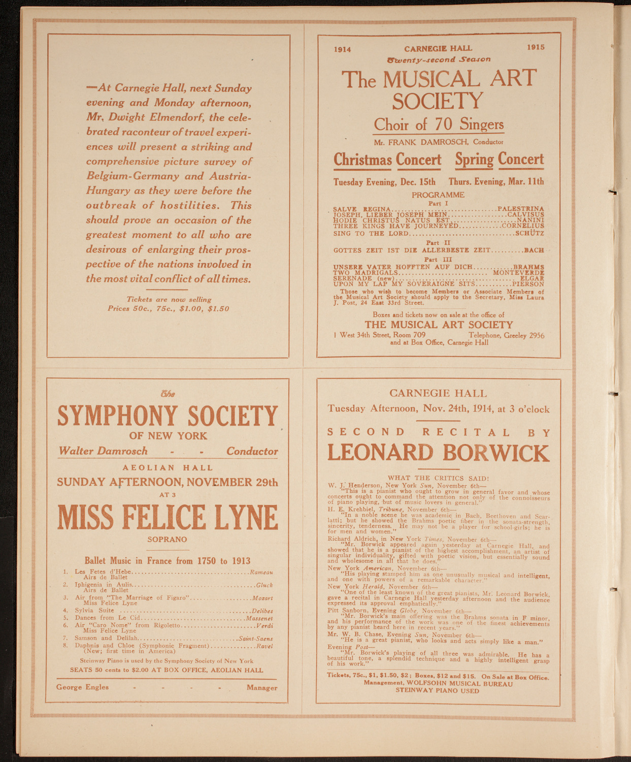 Elmendorf Lecture: Around the Mediterranean, November 15, 1914, program page 8