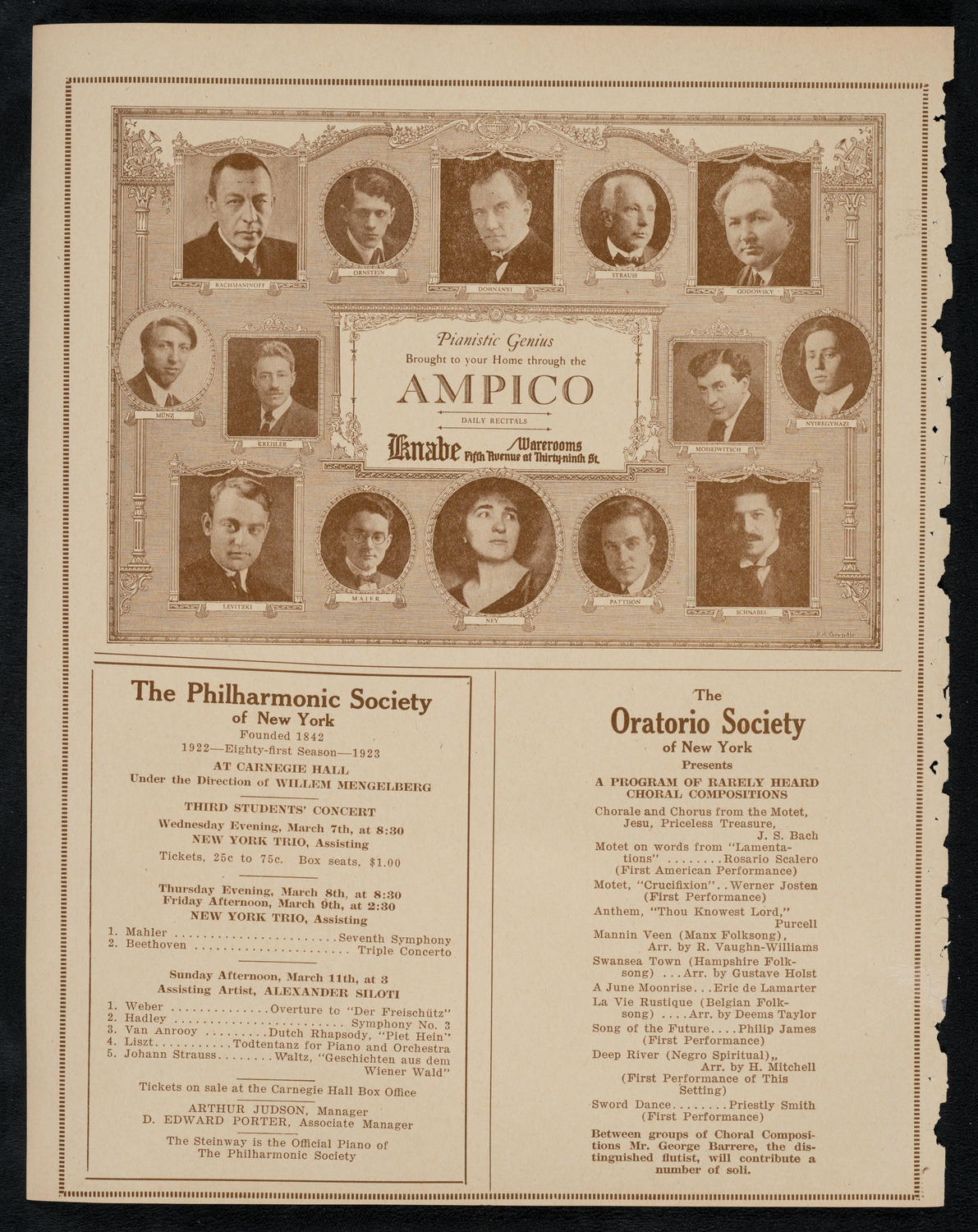 Josef Hofmann, Piano, March 4, 1923, program page 12