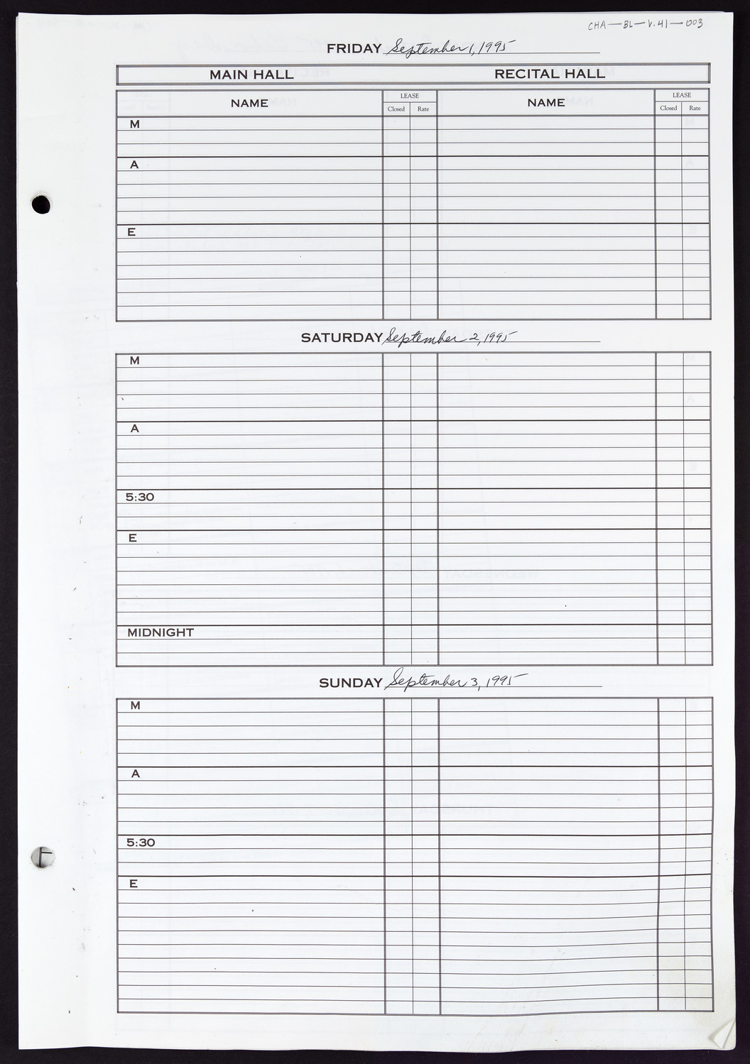 Carnegie Hall Booking Ledger, volume 41, page 3