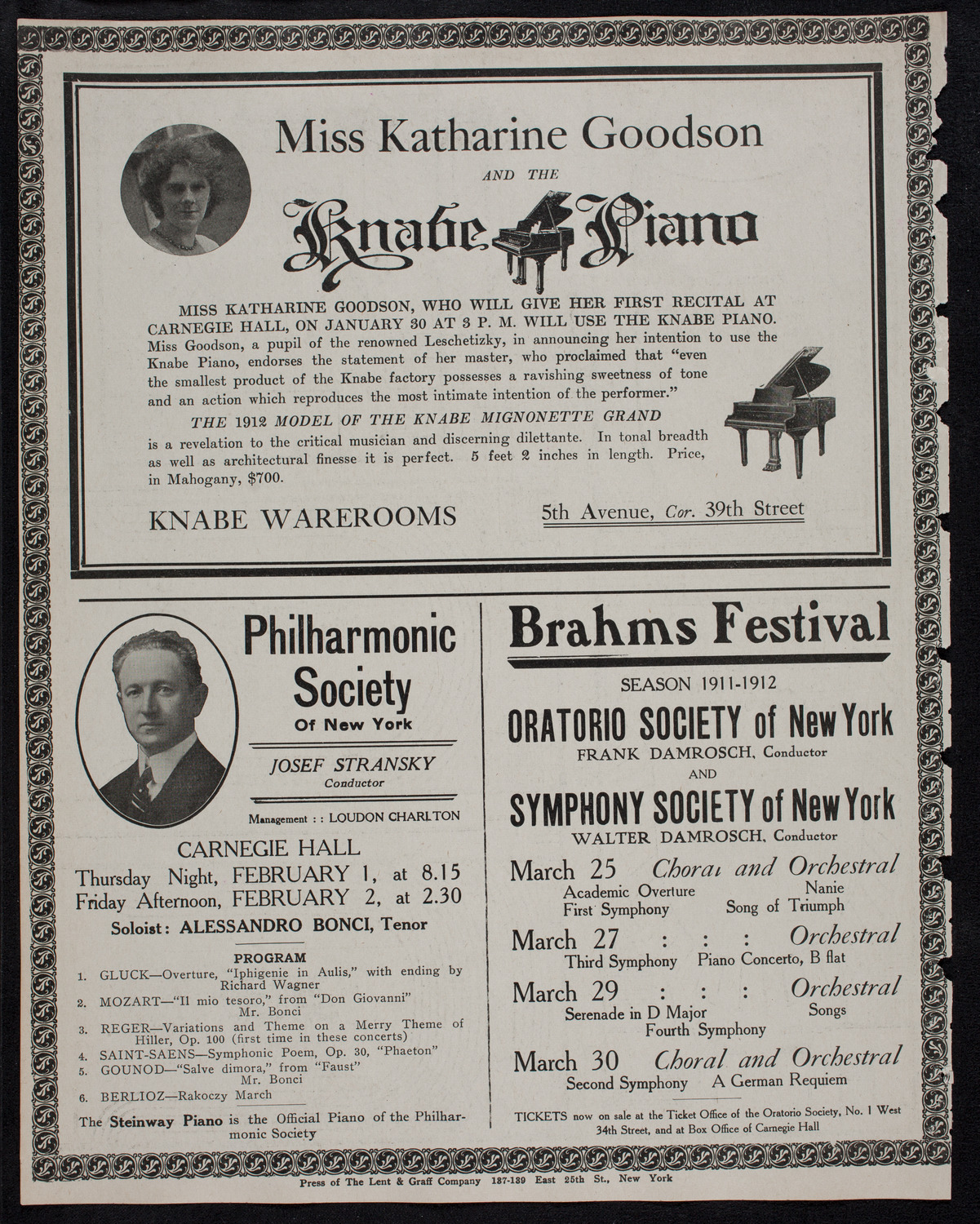 Katharine Goodson, Piano, January 30, 1912, program page 12