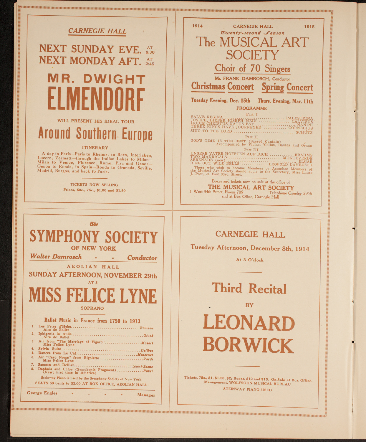 New York Philharmonic, November 27, 1914, program page 8