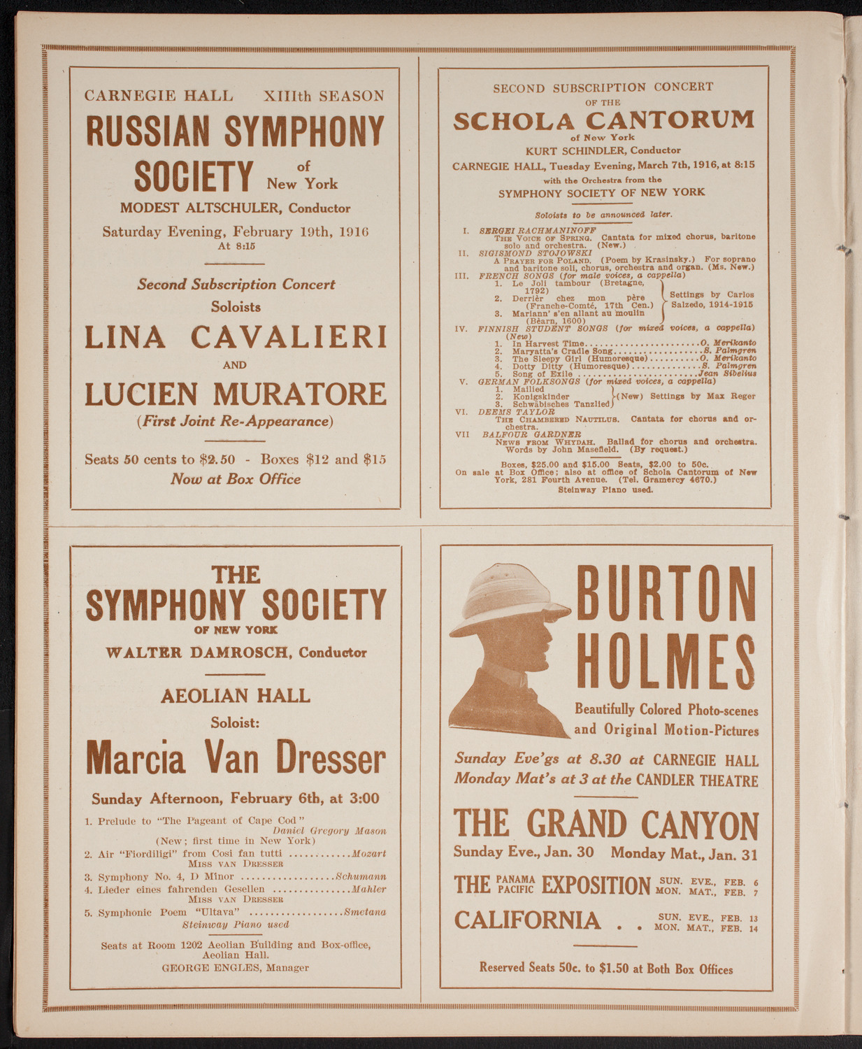 New York Philharmonic, January 30, 1916, program page 8