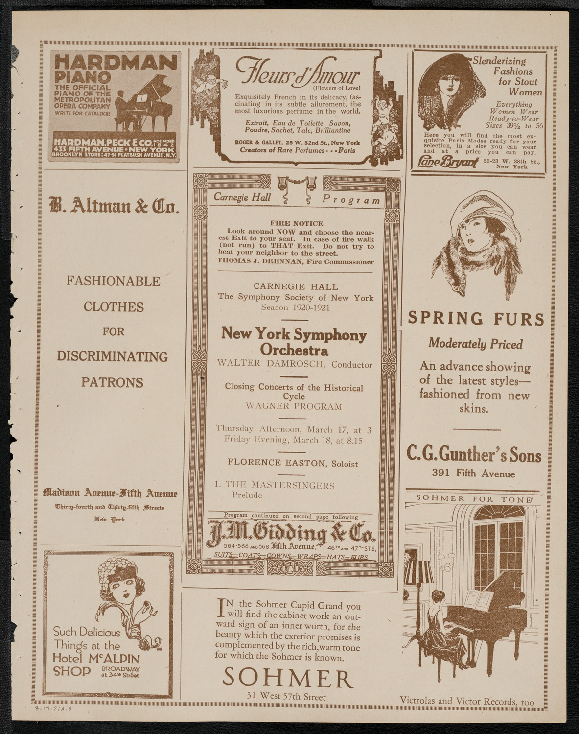 New York Symphony Orchestra, March 17, 1921, program page 5