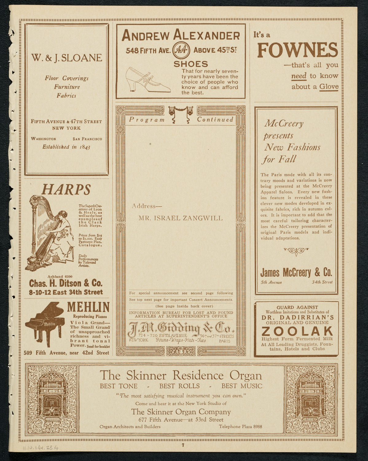 Meeting: American Jewish Congress, October 14, 1923, program page 7