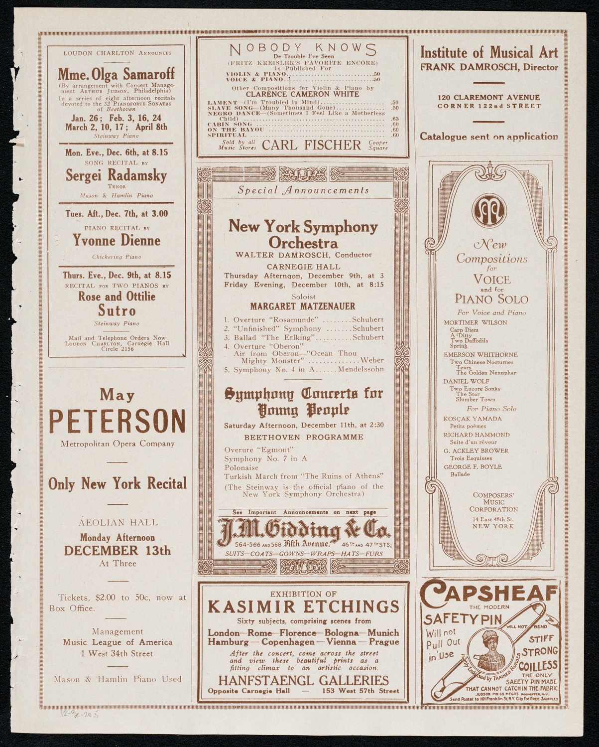 New York Symphony Orchestra, December 3, 1920, program page 9