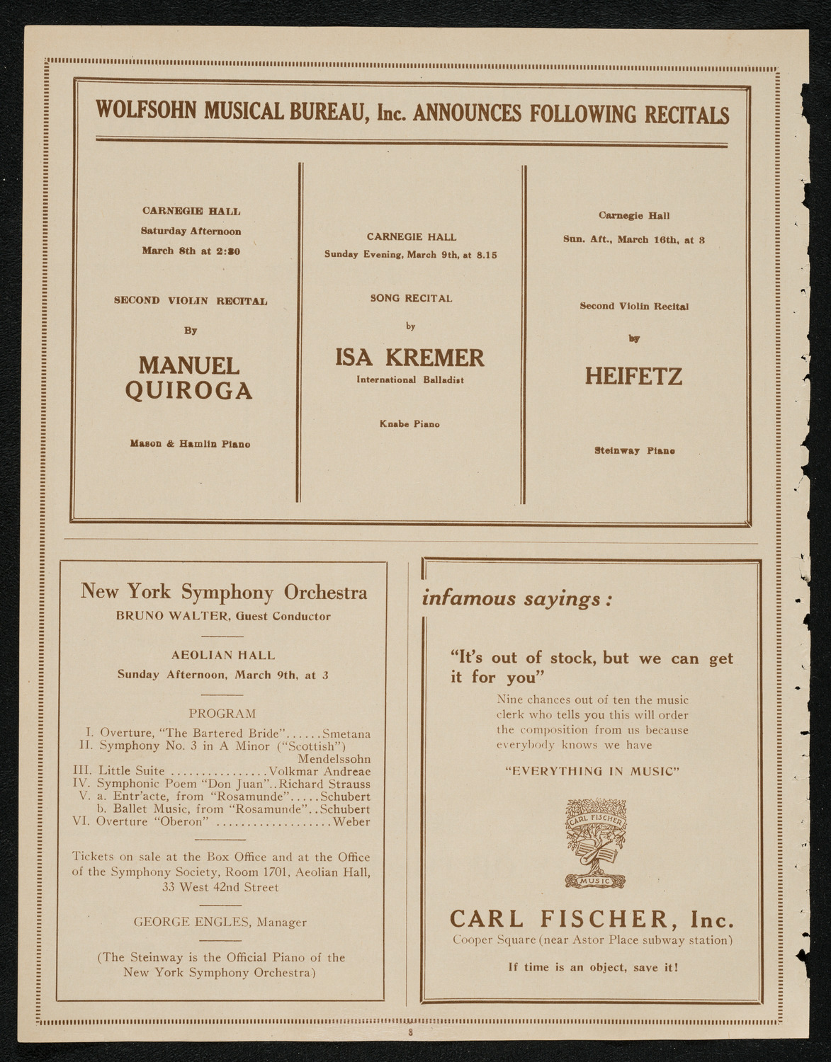 New York Symphony Orchestra, March 7, 1924, program page 8