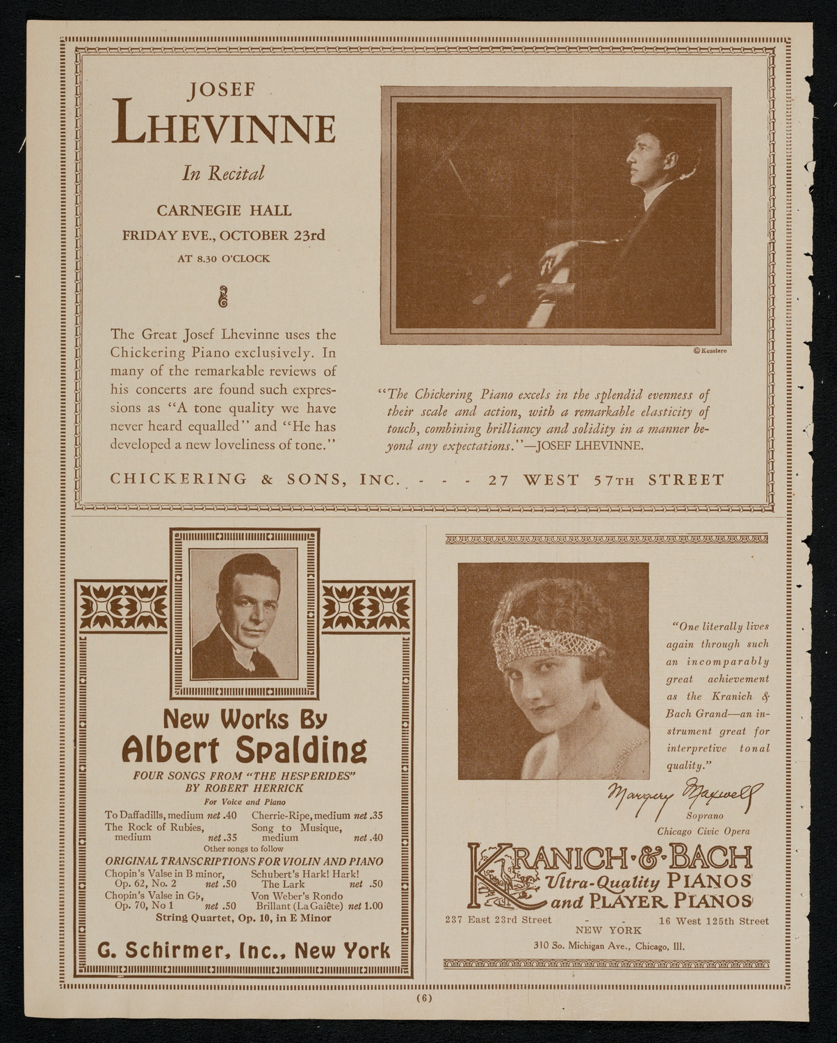 Alexander Brailowsky, Piano, October 18, 1925, program page 6