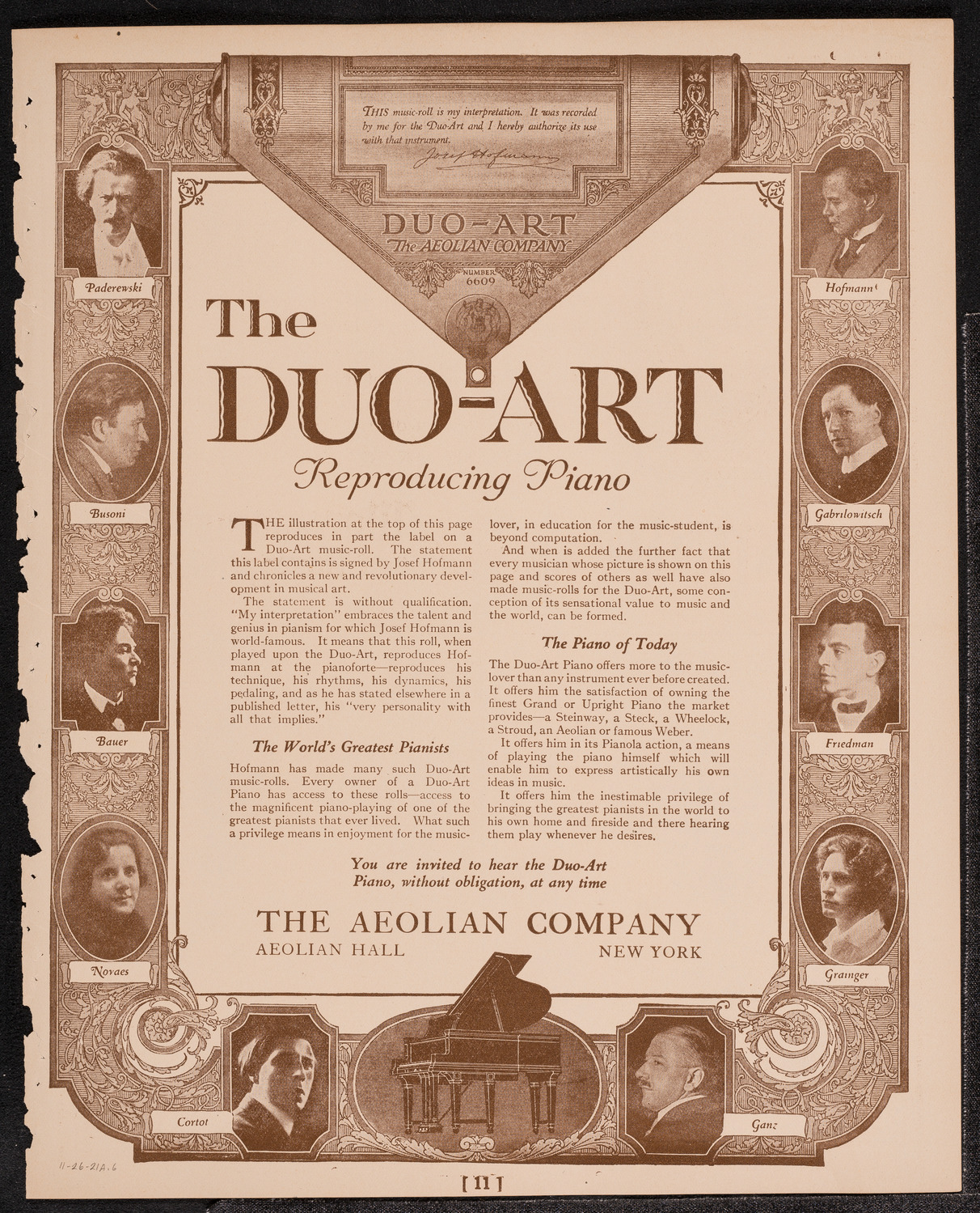 Hulda Lashanska, Soprano, November 26, 1921, program page 11